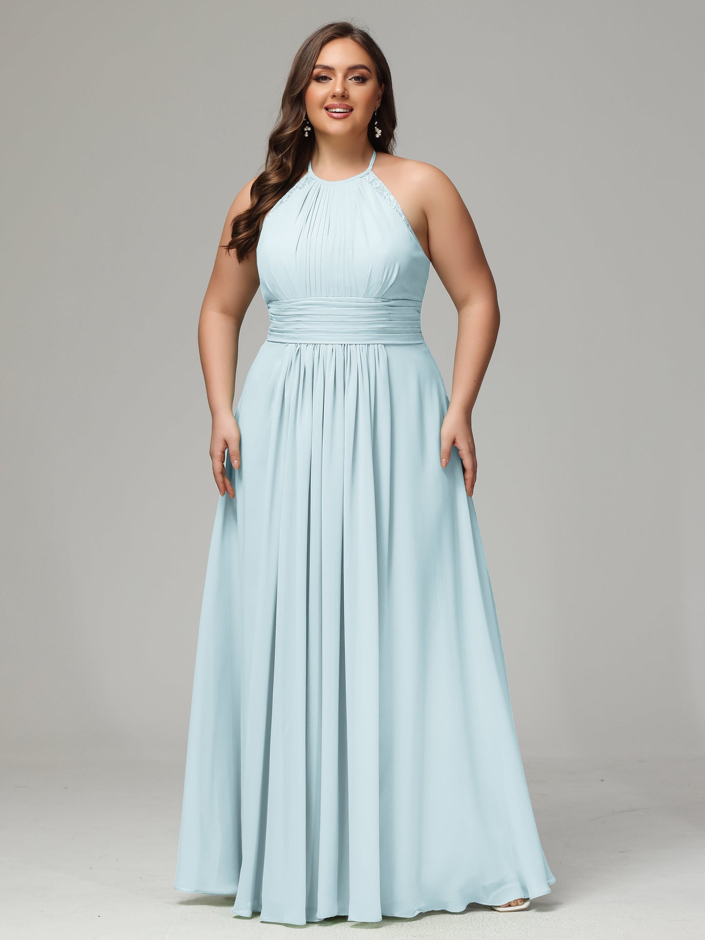 Halter Plus Size Chiffon Bridesmaid Dresses