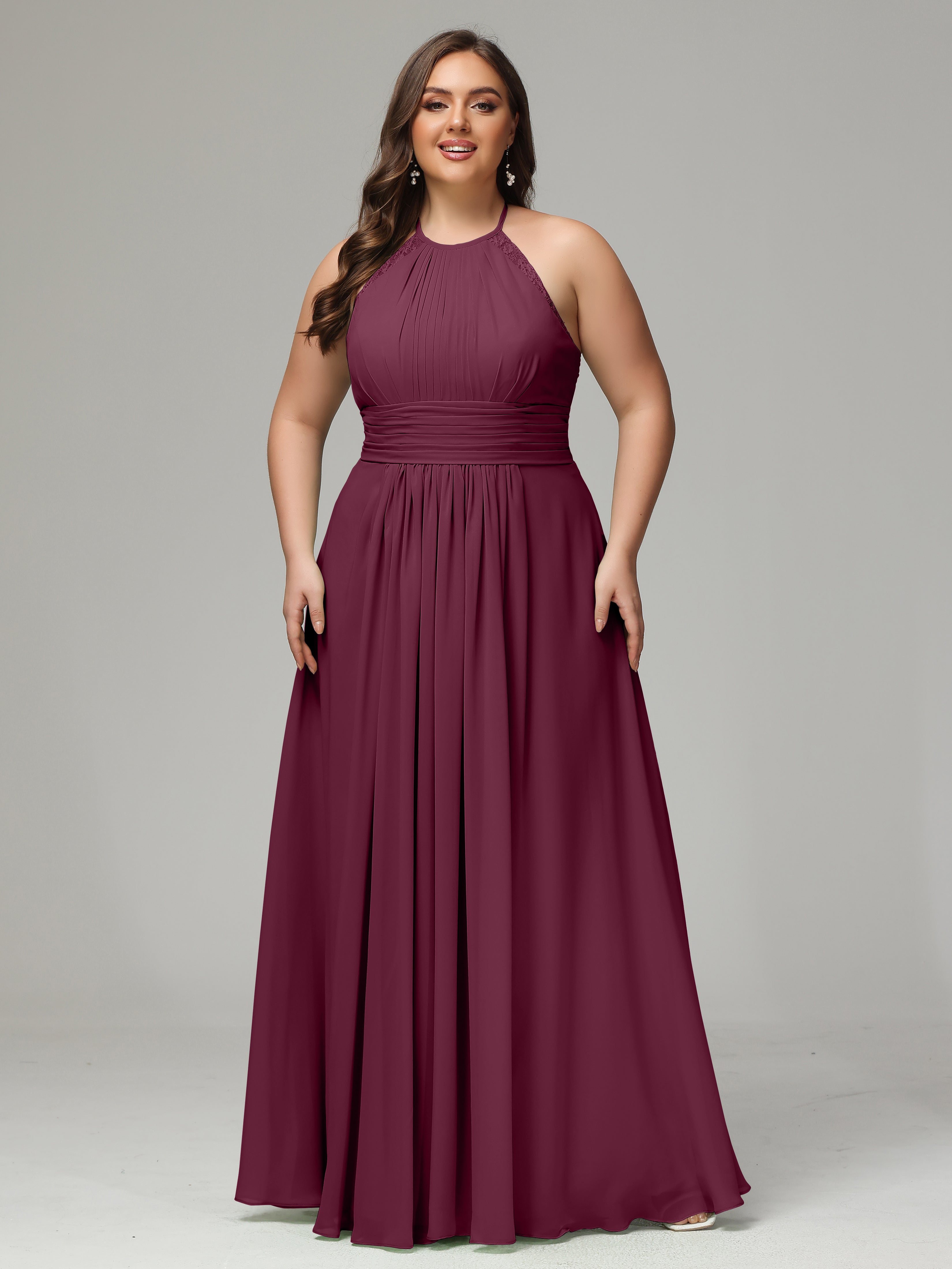 Halter Plus Size Chiffon Bridesmaid Dresses