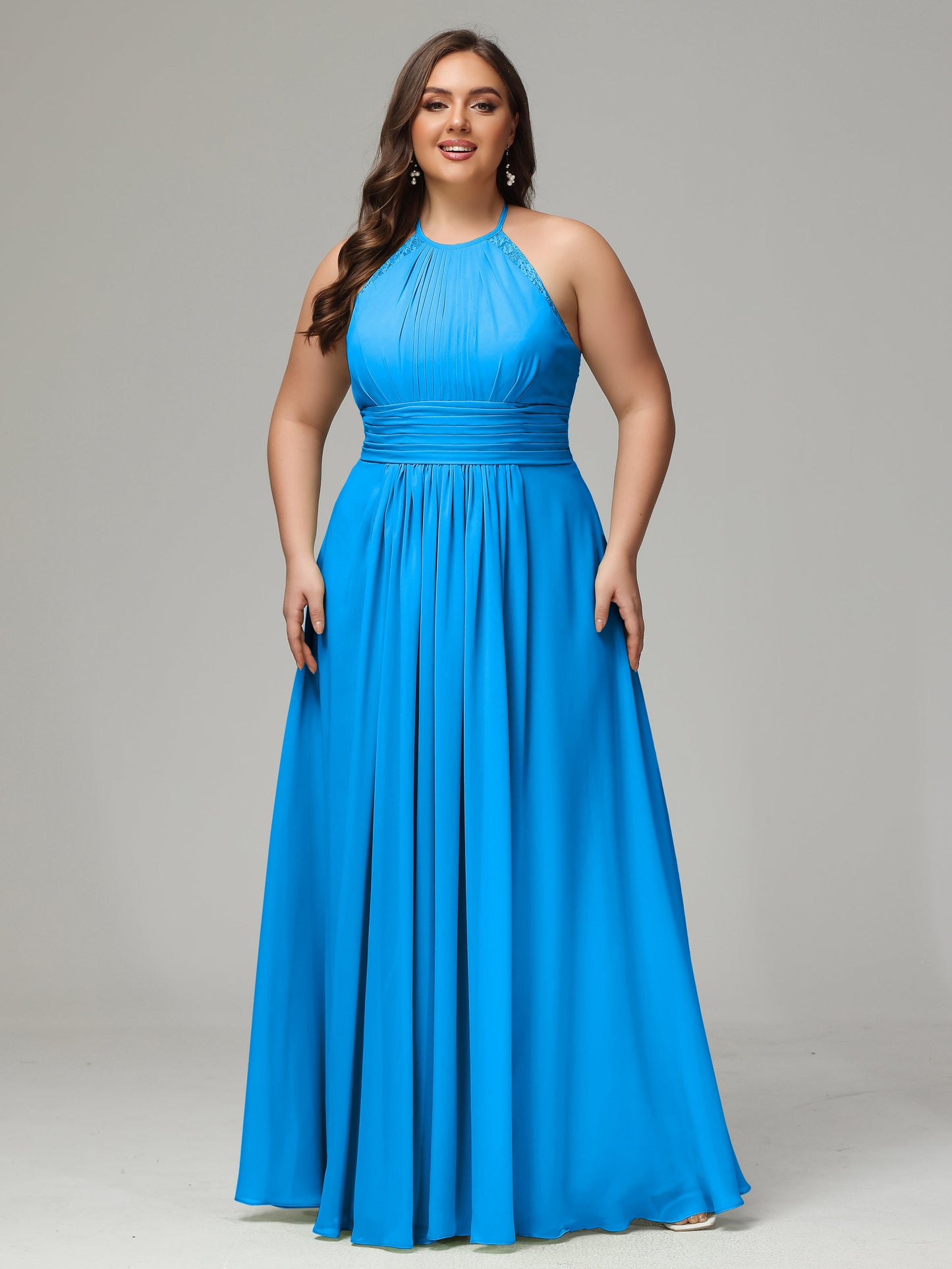 Halter Plus Size Chiffon Bridesmaid Dresses