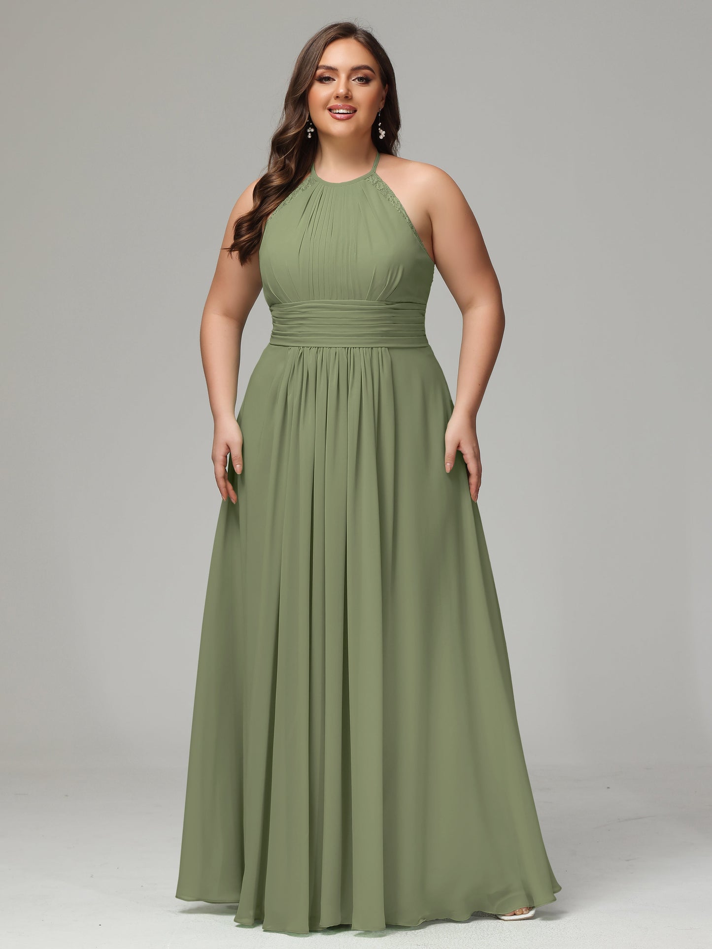 Halter Plus Size Chiffon Bridesmaid Dresses