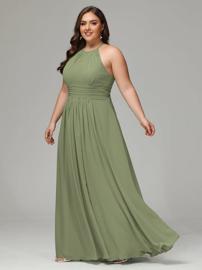 Halter Plus Size Chiffon Bridesmaid Dresses