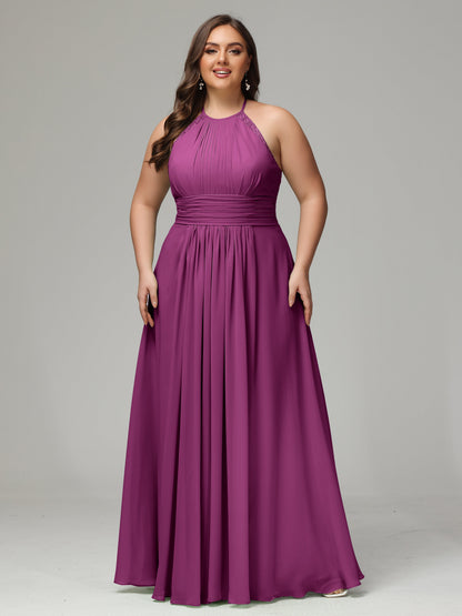 Halter Plus Size Chiffon Bridesmaid Dresses