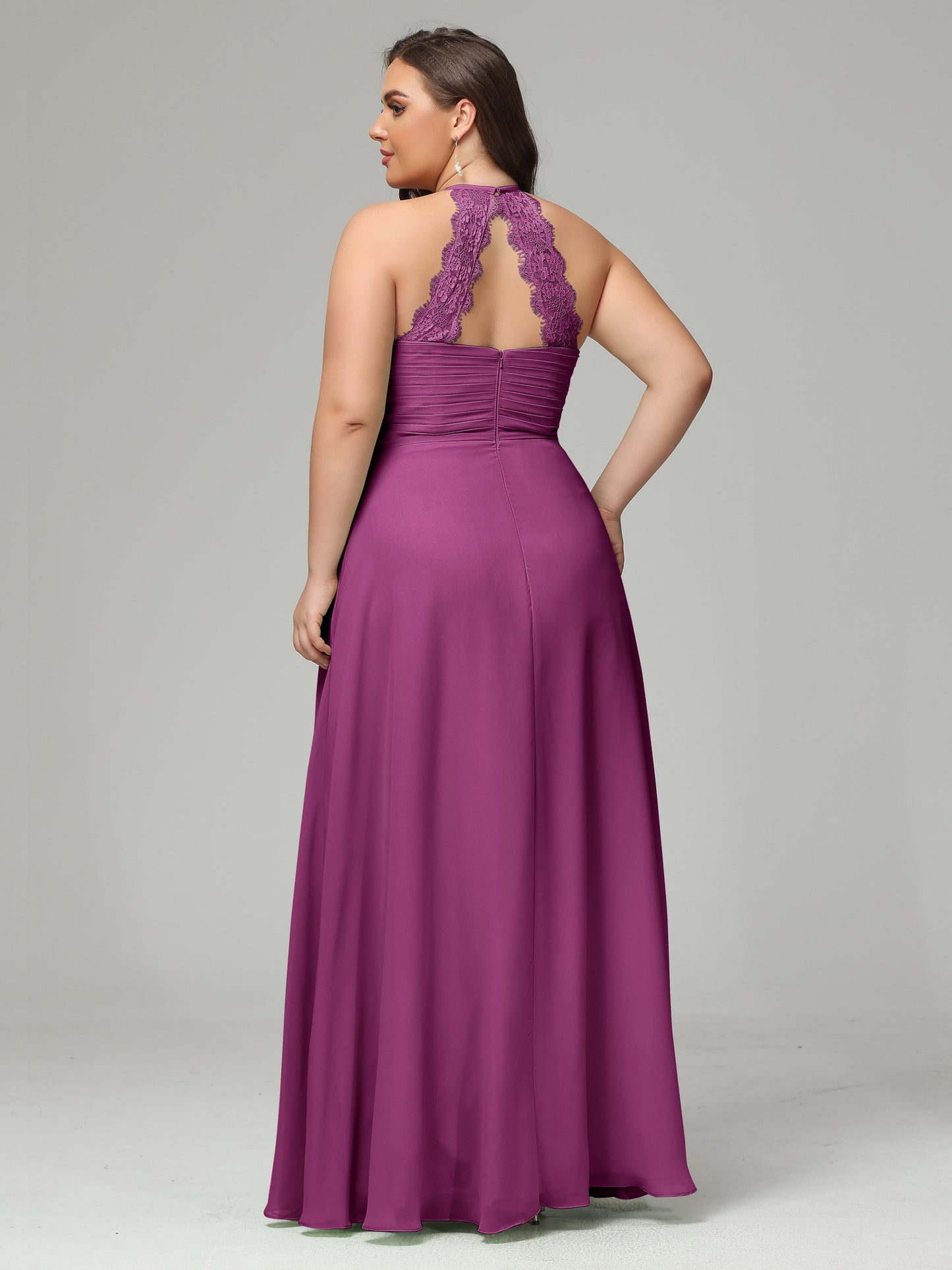 Halter Plus Size Chiffon Bridesmaid Dresses