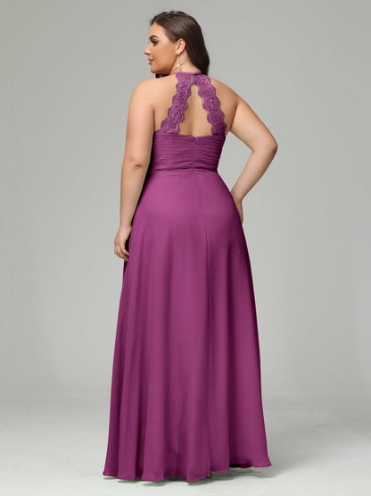 Halter Plus Size Chiffon Bridesmaid Dresses