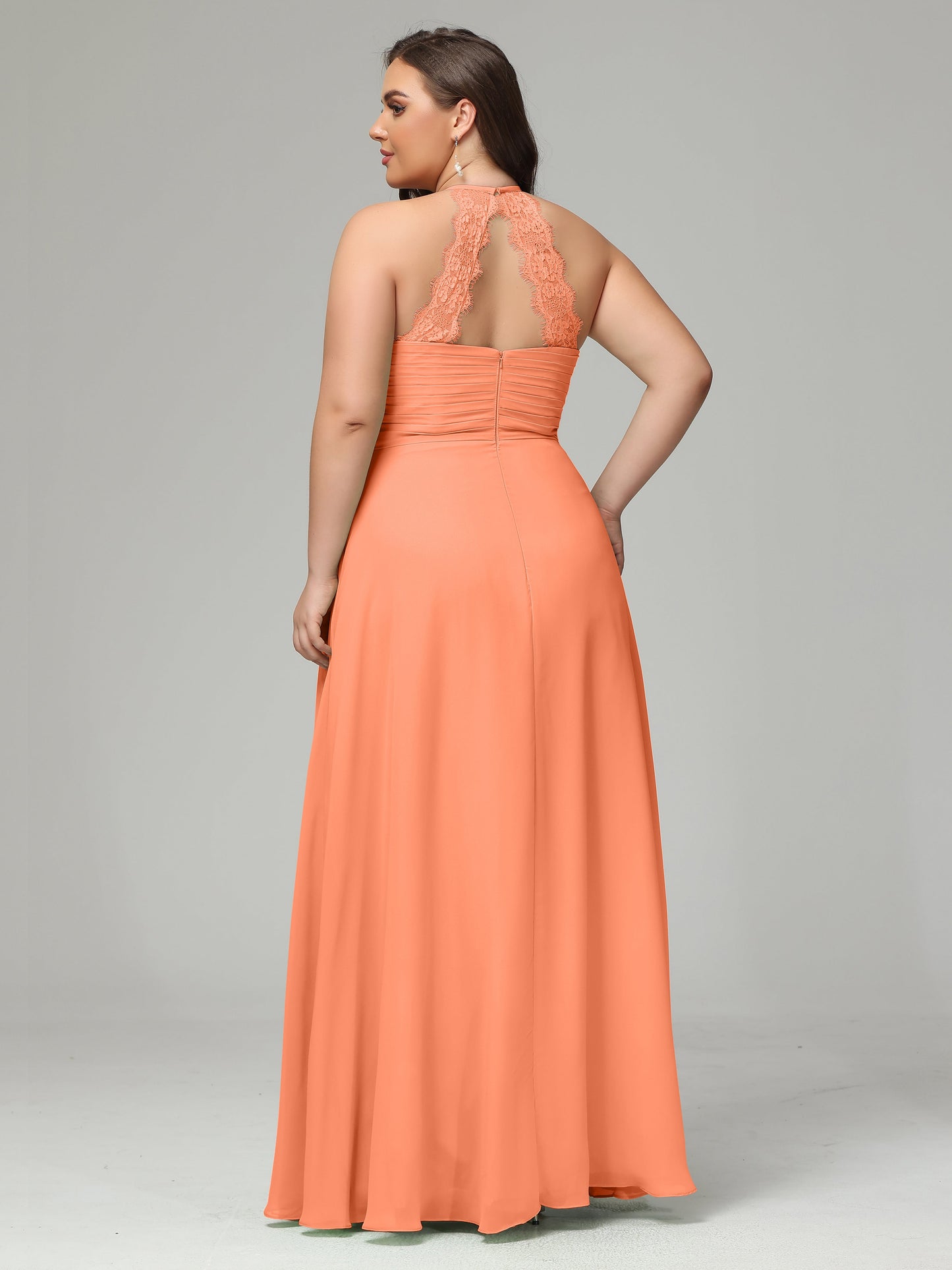 Halter Plus Size Chiffon Bridesmaid Dresses