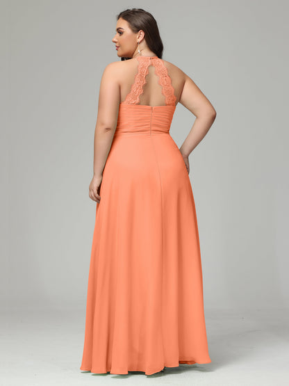 Halter Plus Size Chiffon Bridesmaid Dresses