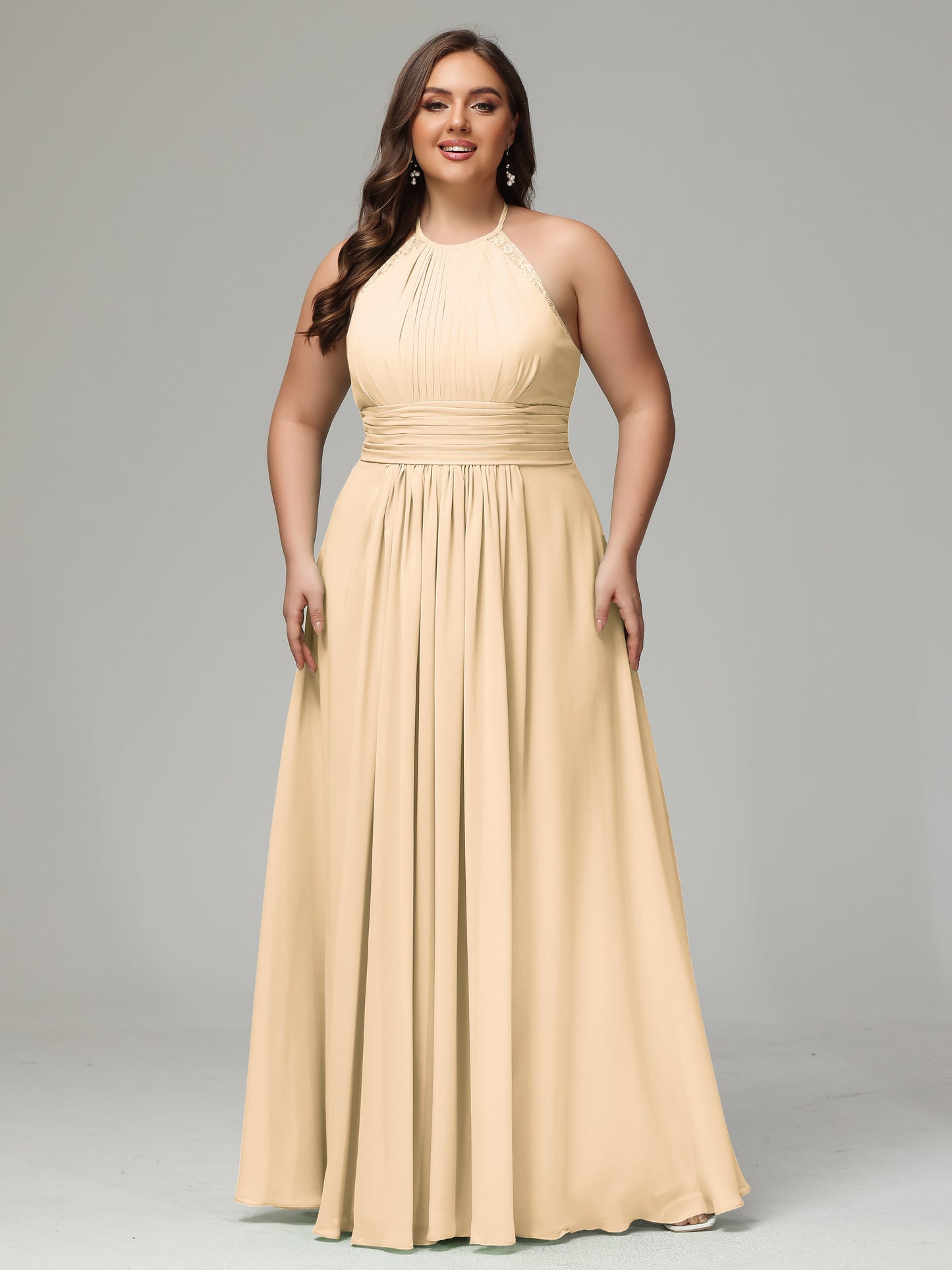 Halter Plus Size Chiffon Bridesmaid Dresses