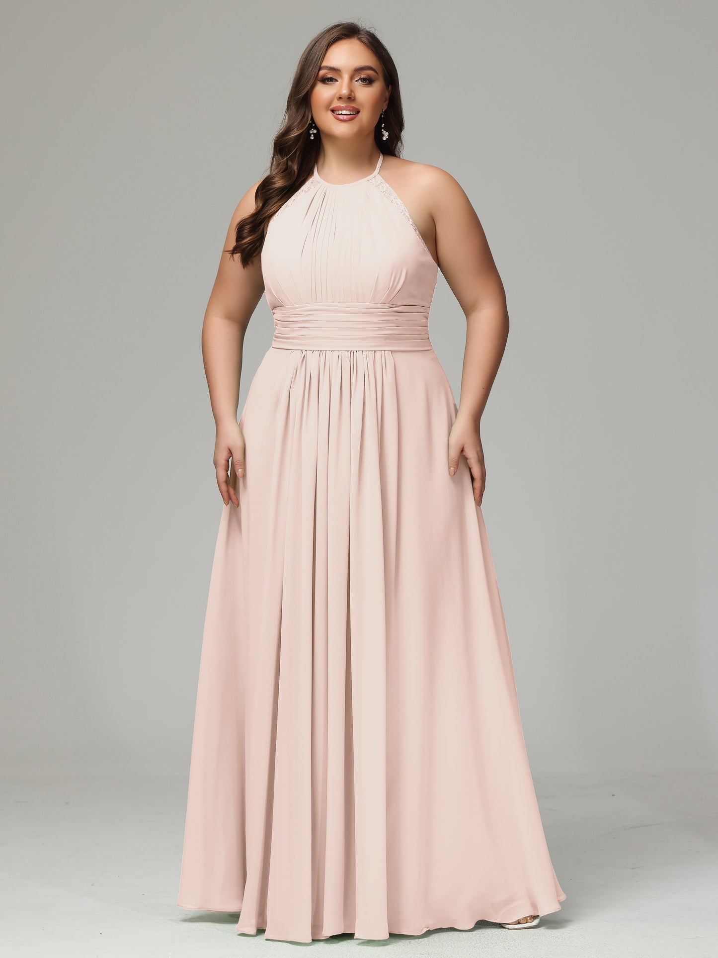 Halter Plus Size Chiffon Bridesmaid Dresses