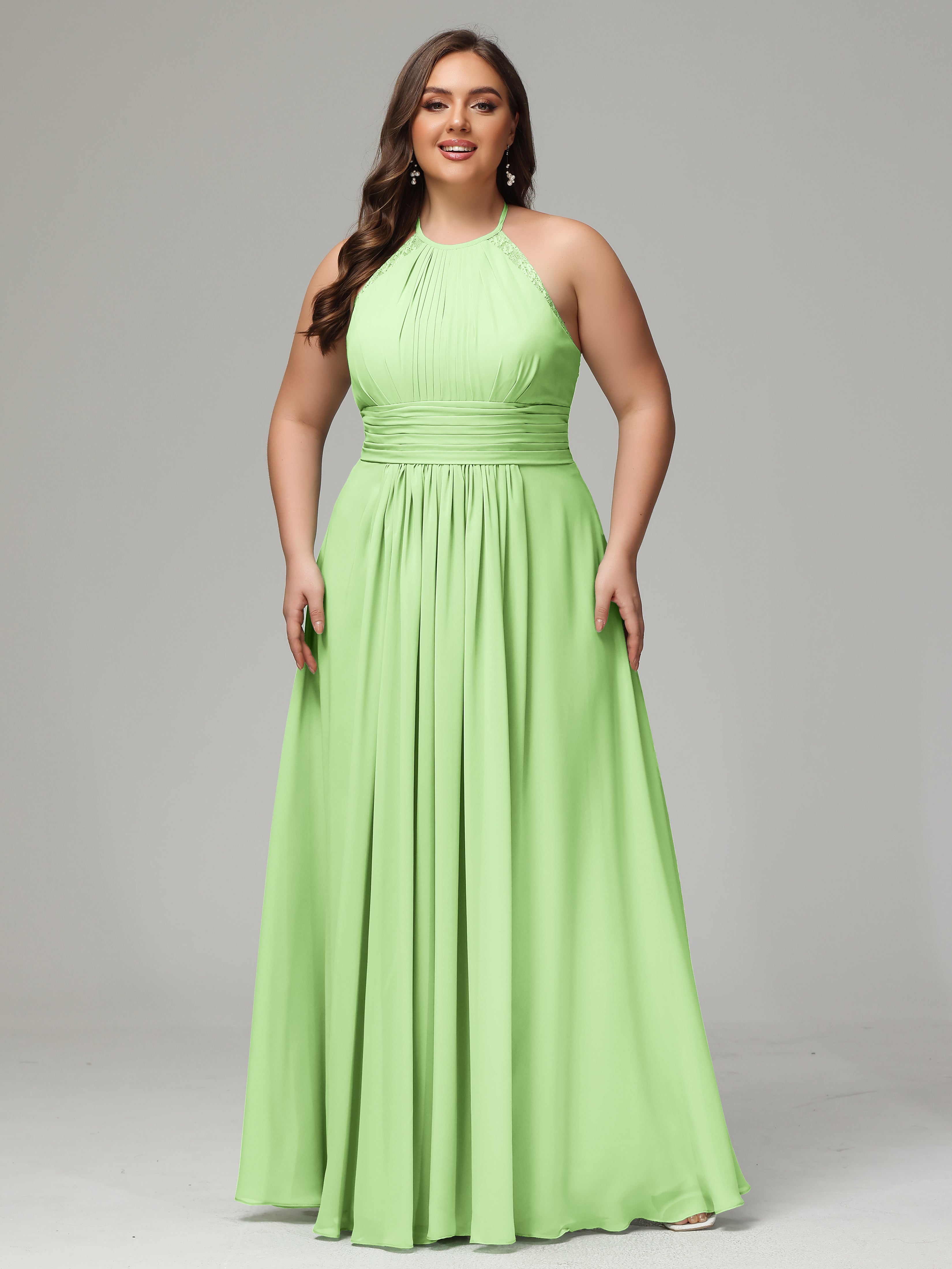 Halter Plus Size Chiffon Bridesmaid Dresses