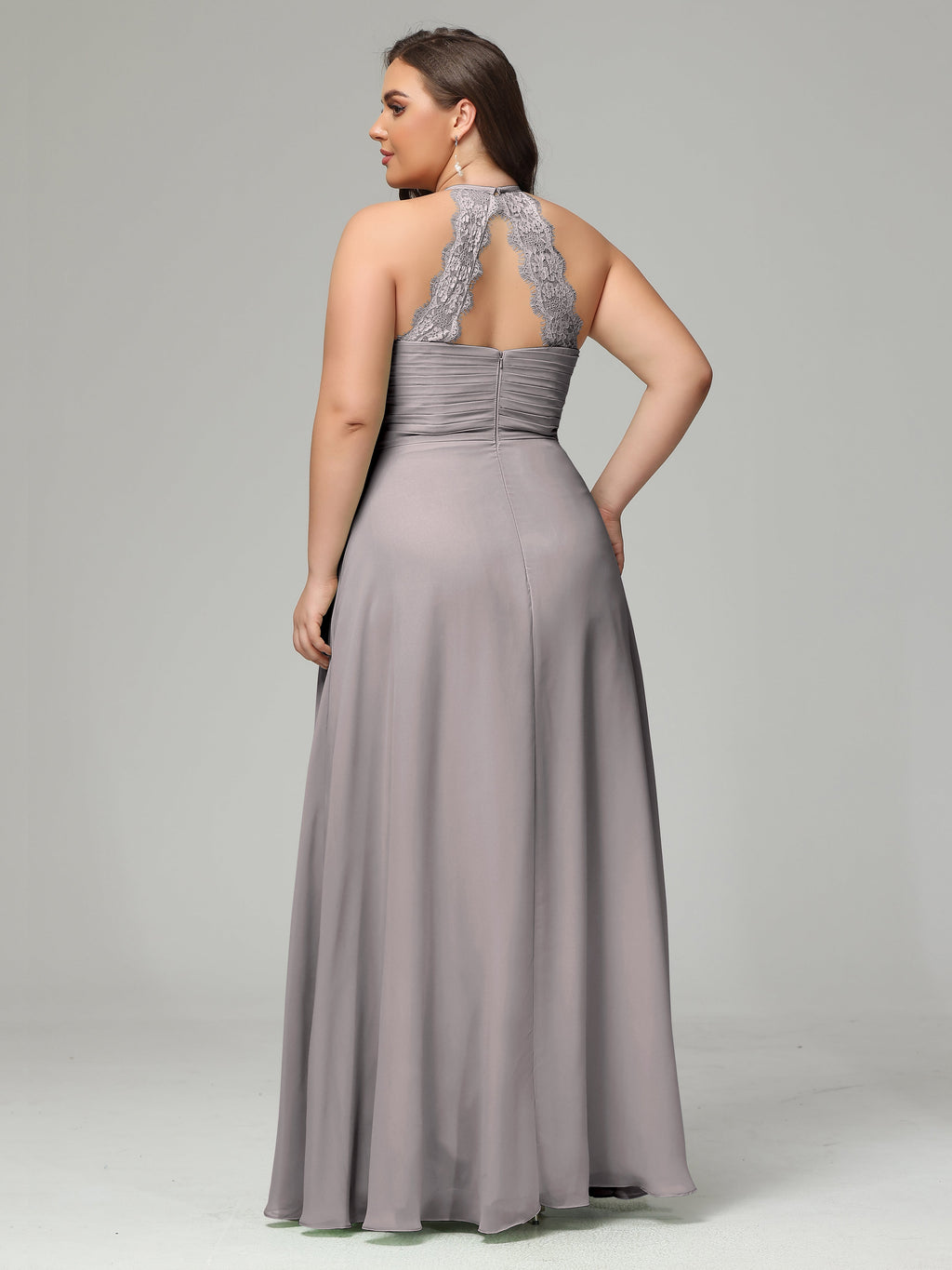 Halter Plus Size Chiffon Bridesmaid Dresses