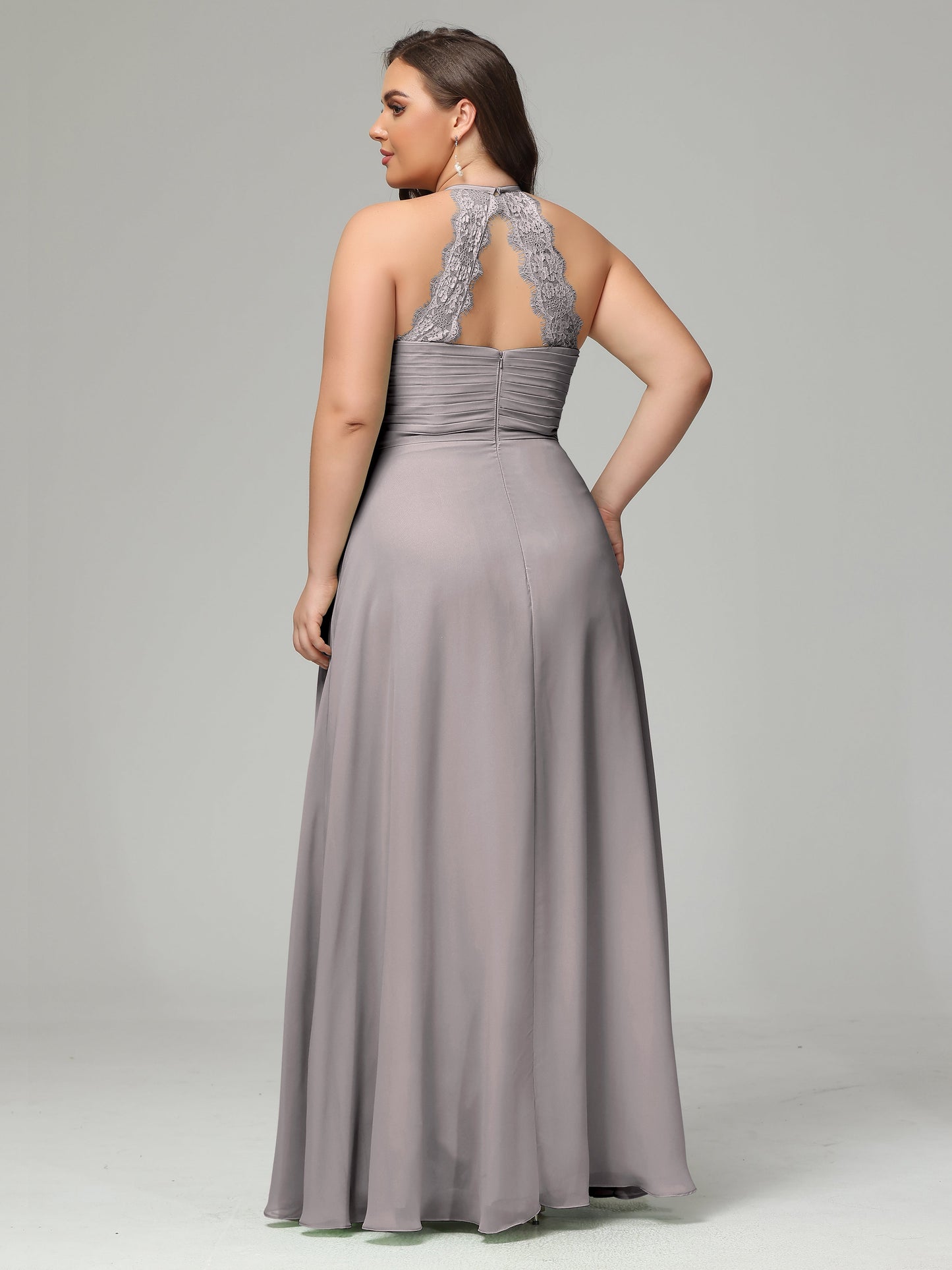 Halter Plus Size Chiffon Bridesmaid Dresses