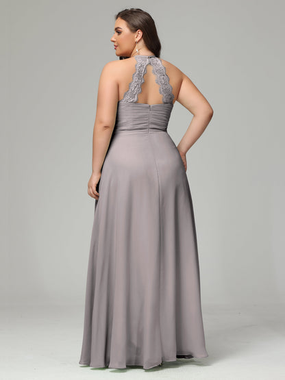 Halter Plus Size Chiffon Bridesmaid Dresses