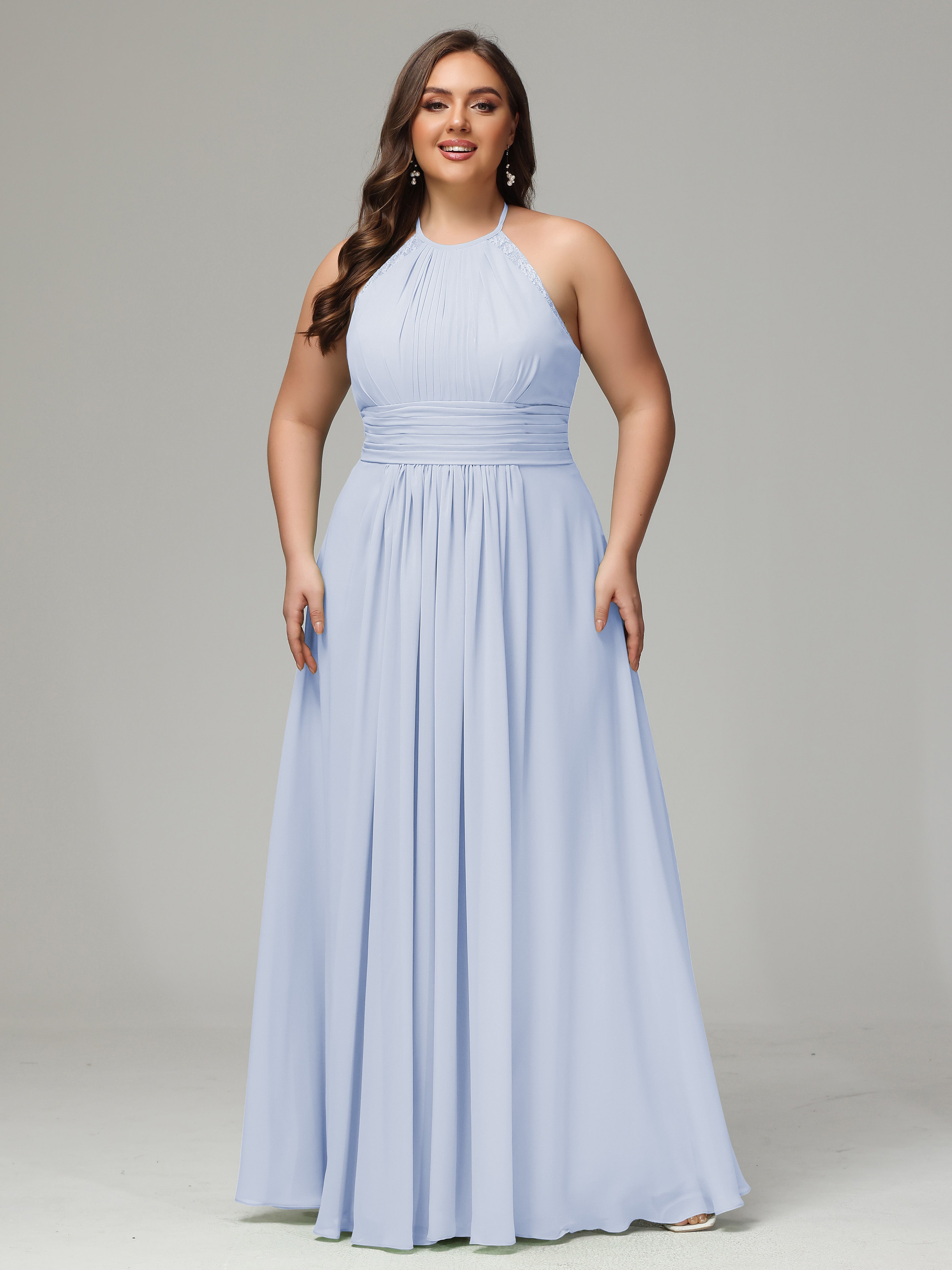 Halter Plus Size Chiffon Bridesmaid Dresses