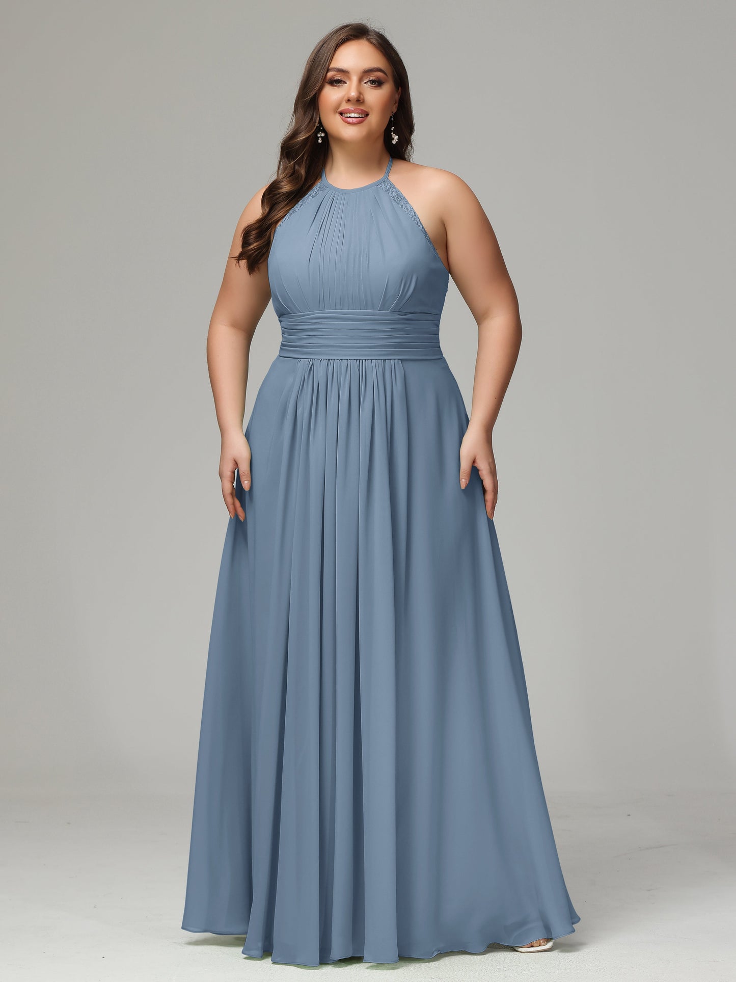 Halter Plus Size Chiffon Bridesmaid Dresses