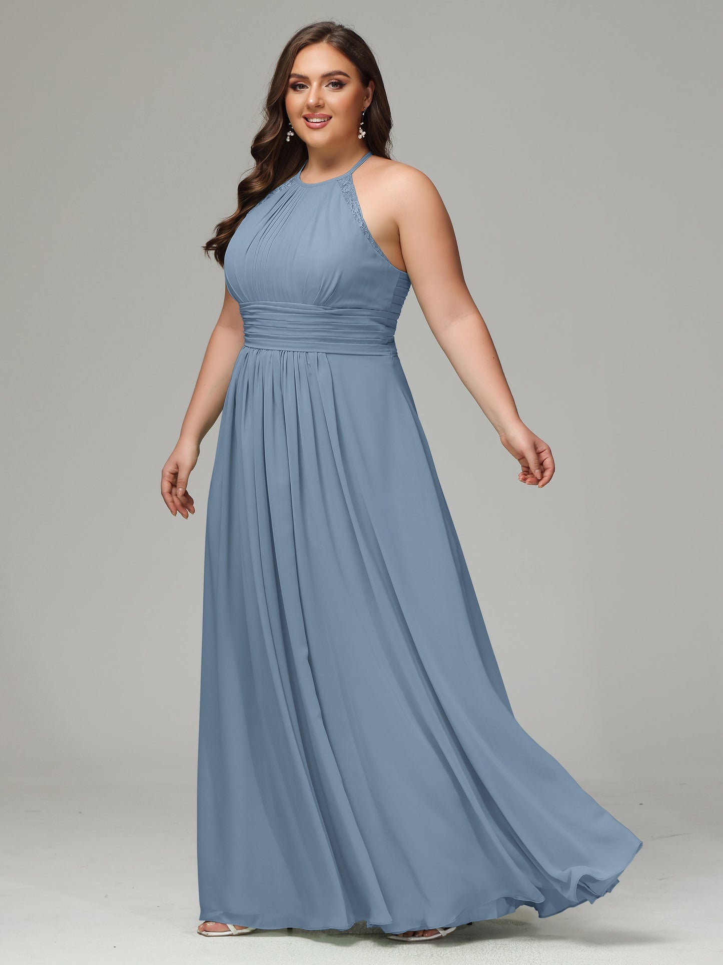 Halter Plus Size Chiffon Bridesmaid Dresses