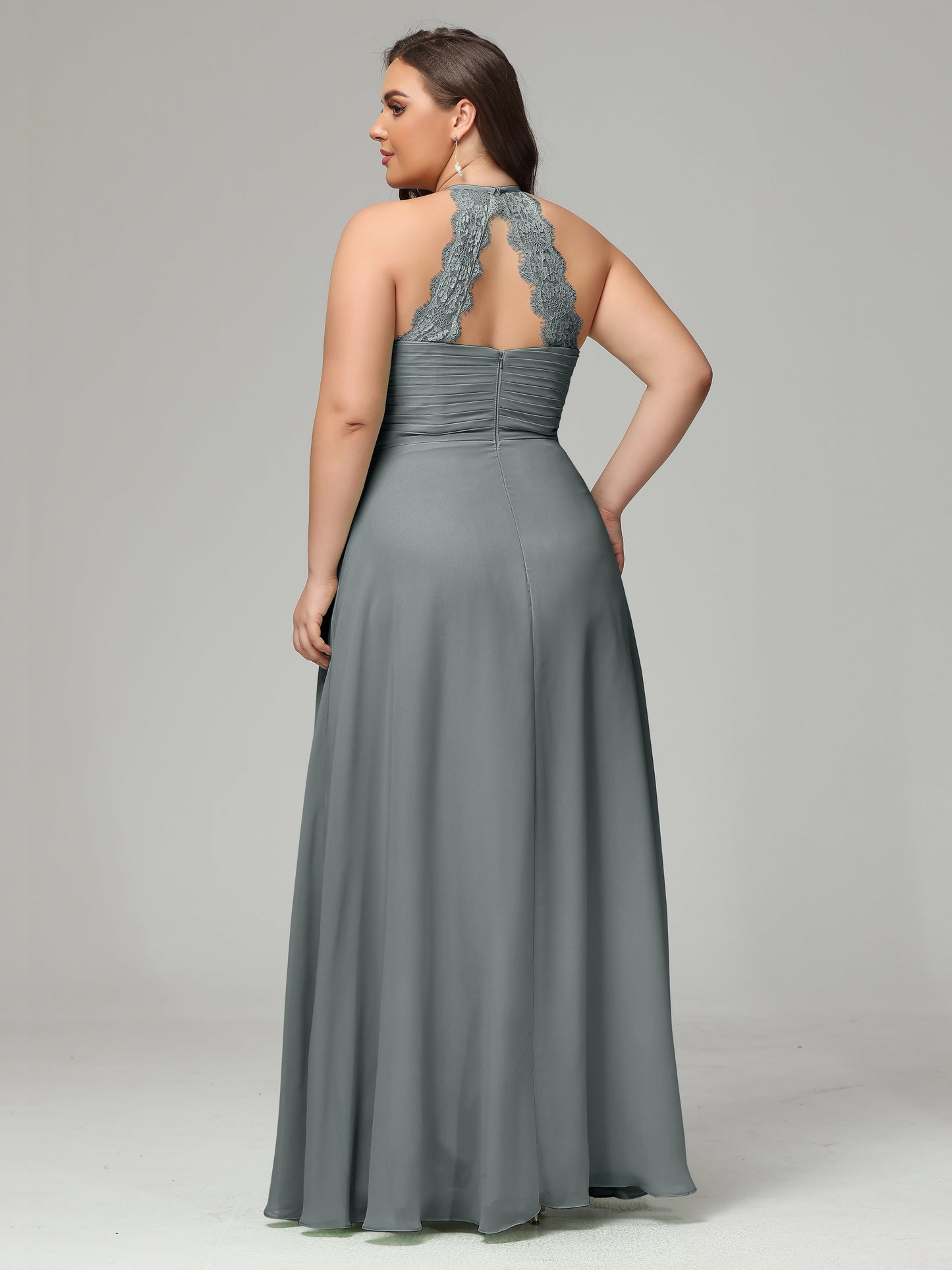 Halter Plus Size Chiffon Bridesmaid Dresses