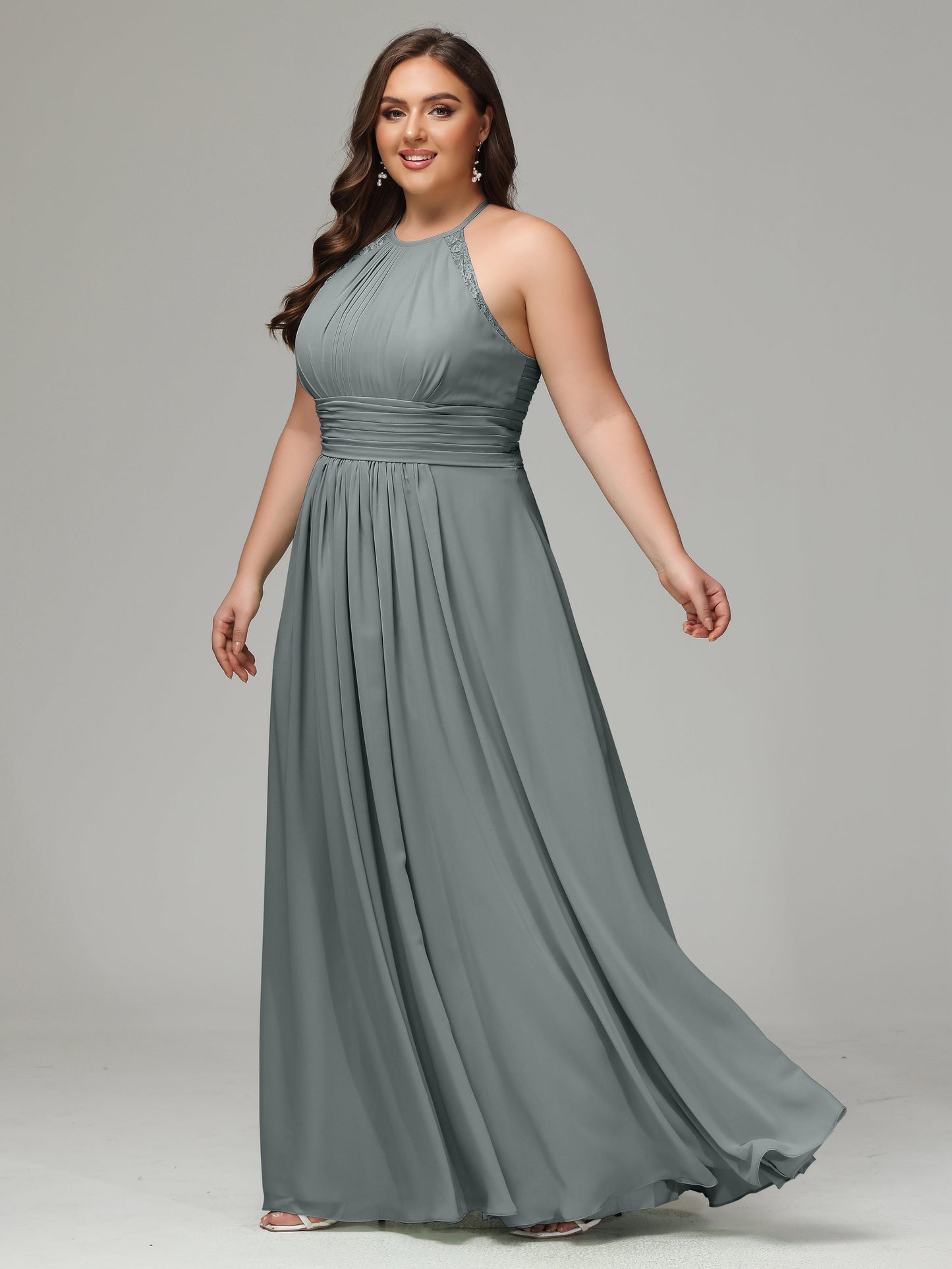 Halter Plus Size Chiffon Bridesmaid Dresses