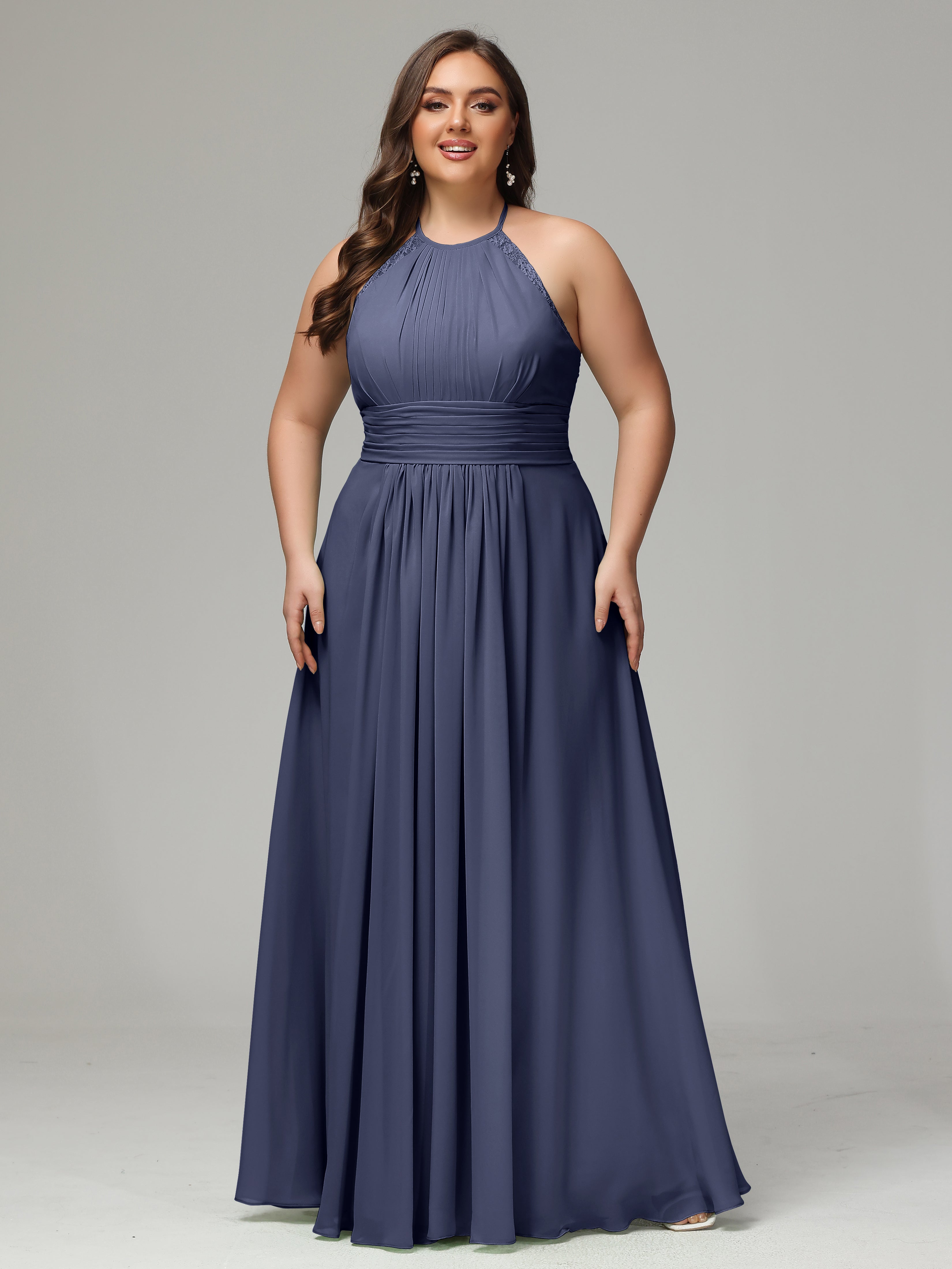 Halter Plus Size Chiffon Bridesmaid Dresses