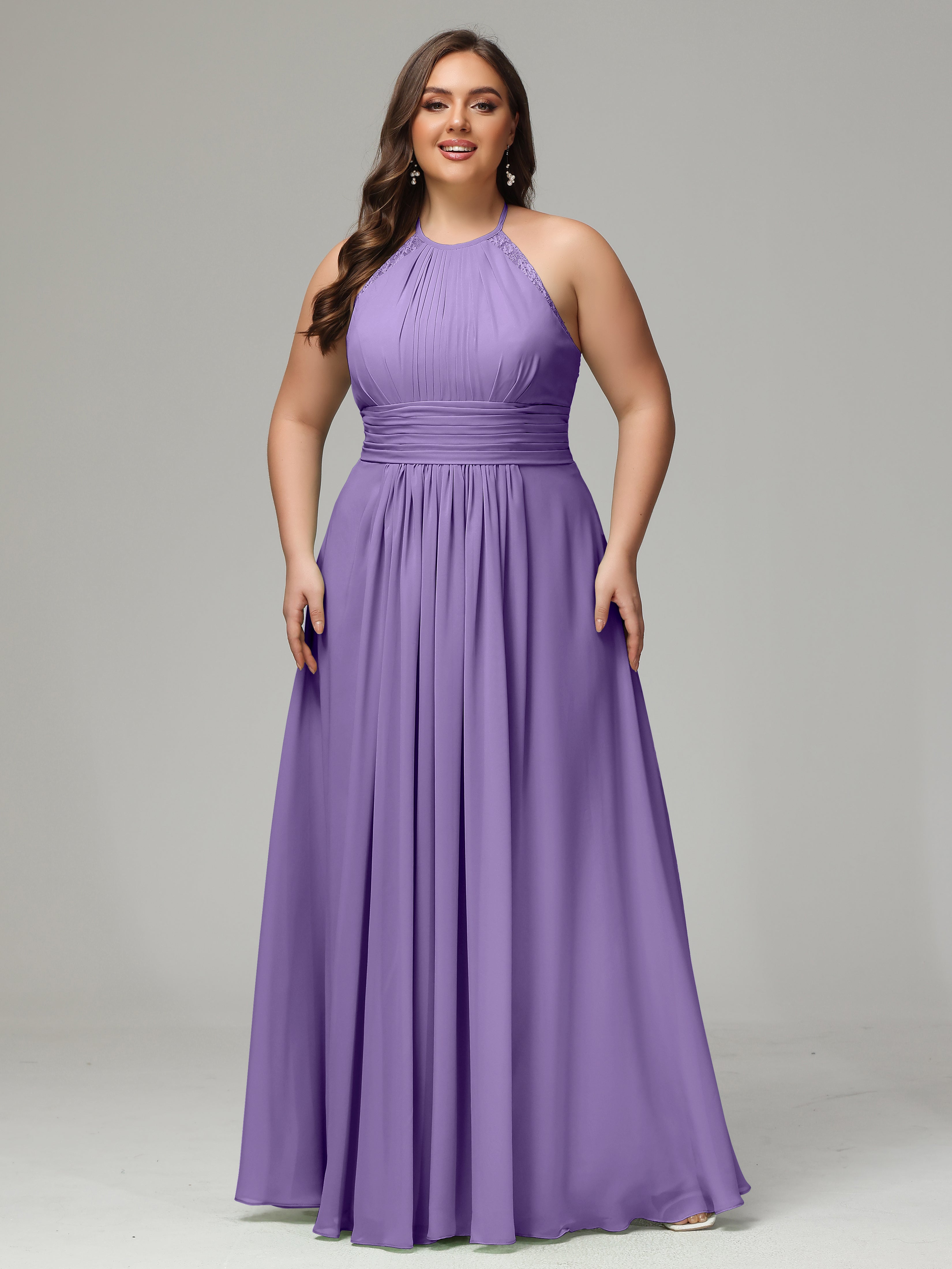Halter Plus Size Chiffon Bridesmaid Dresses