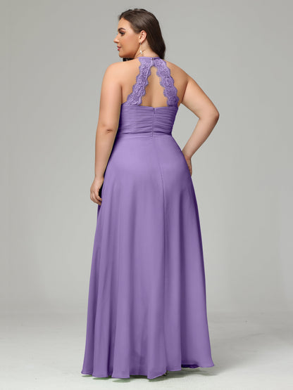 Halter Plus Size Chiffon Bridesmaid Dresses