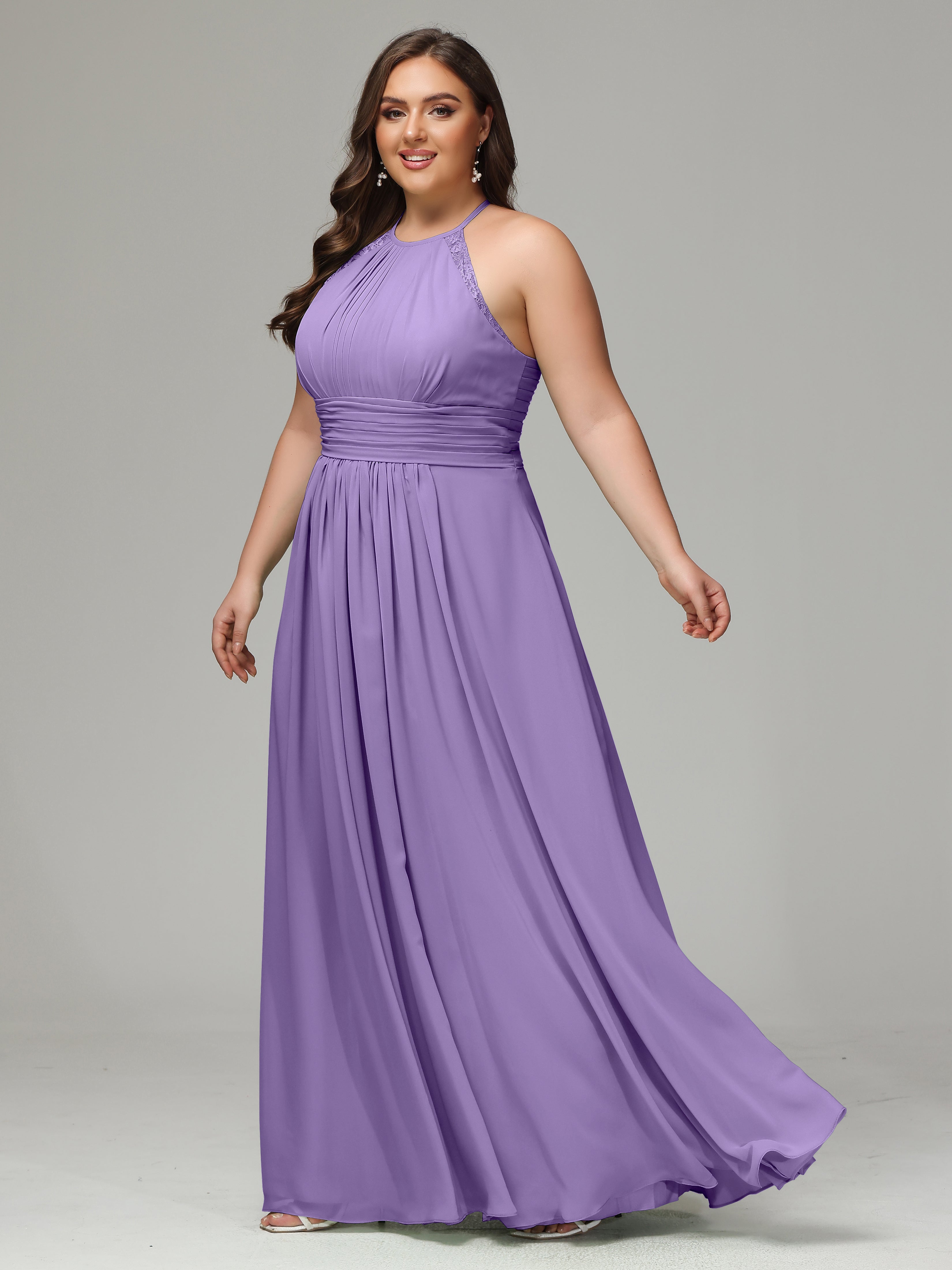 Halter Plus Size Chiffon Bridesmaid Dresses