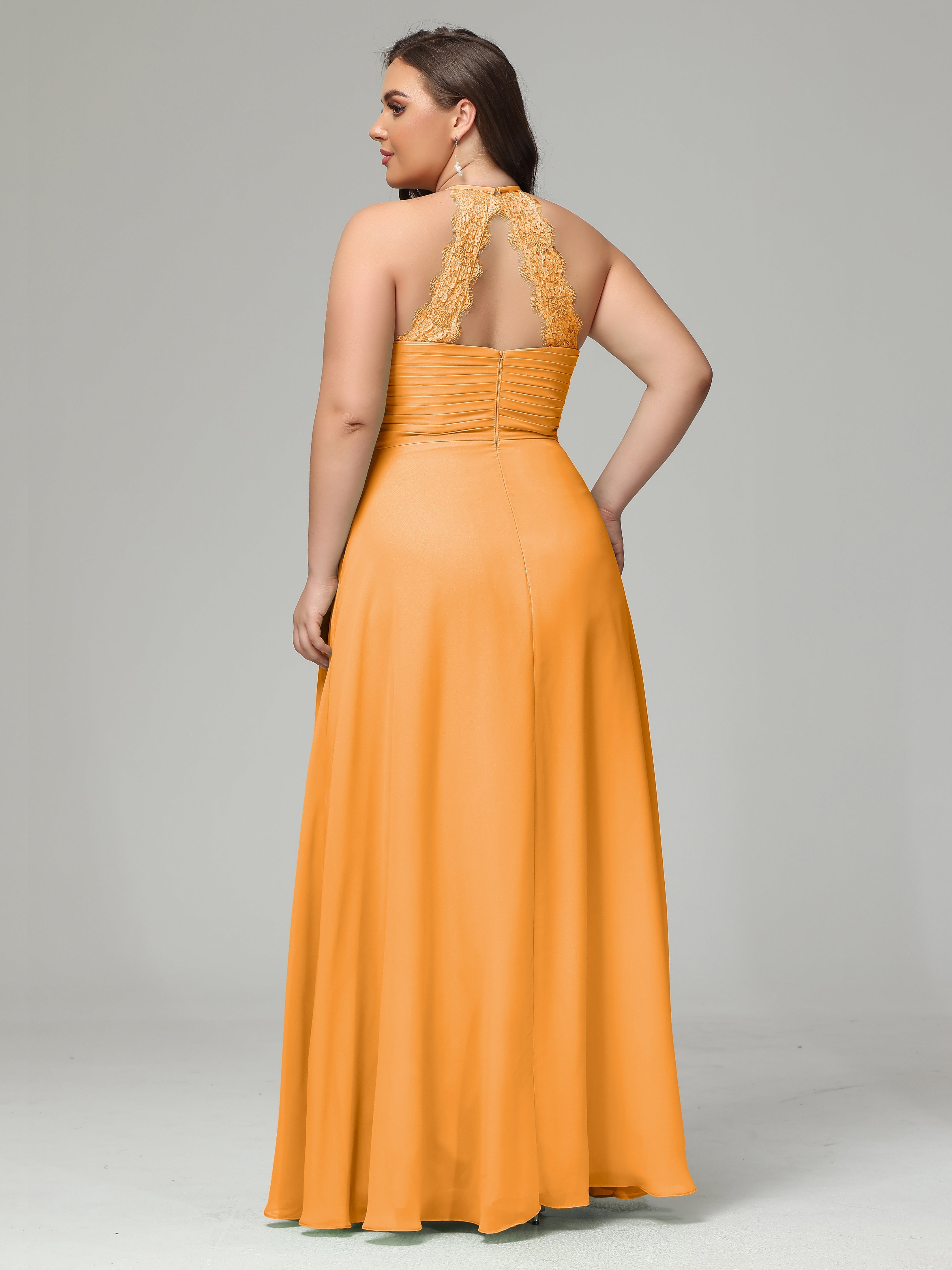 Halter Plus Size Chiffon Bridesmaid Dresses