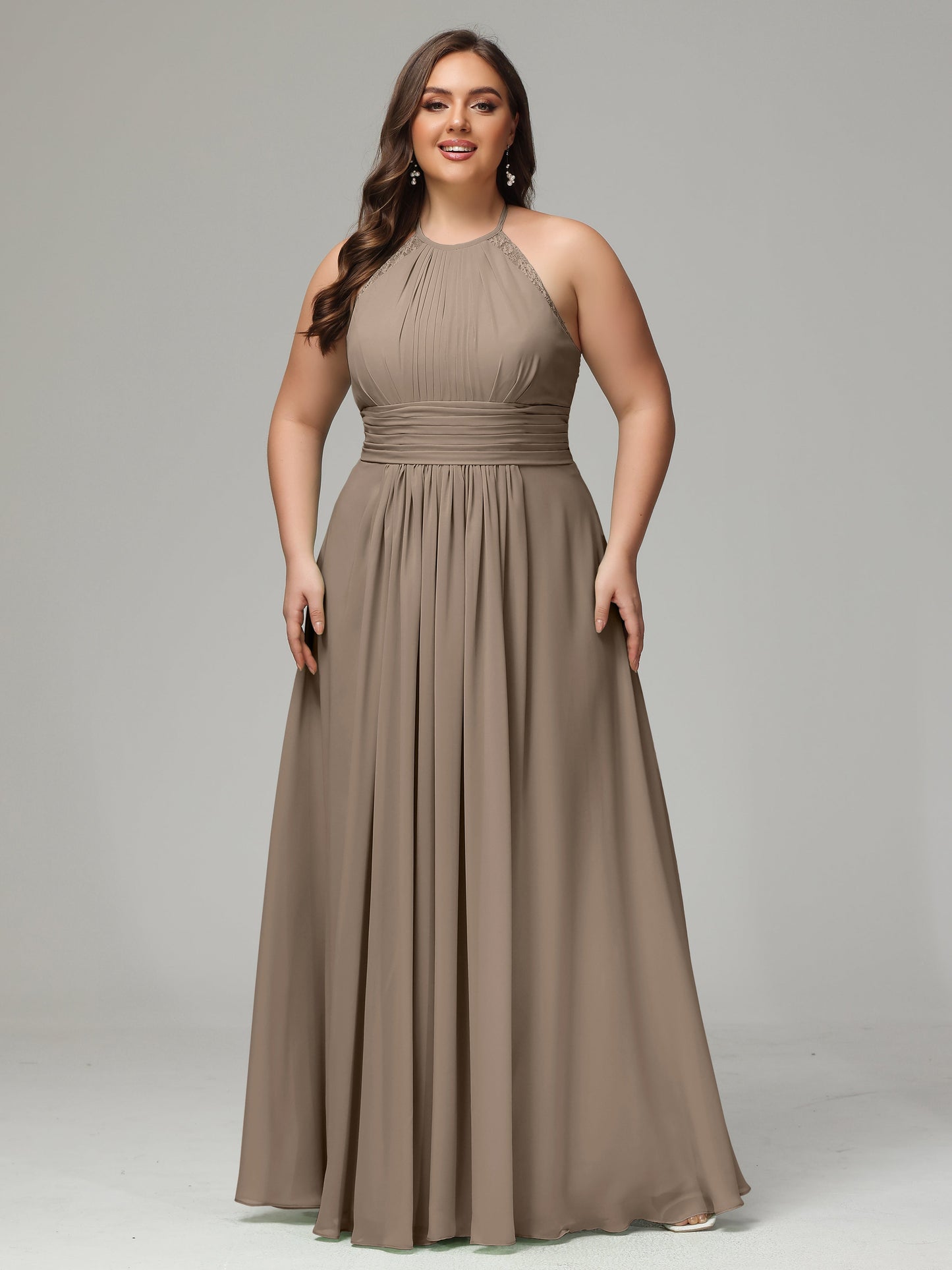 Halter Plus Size Chiffon Bridesmaid Dresses