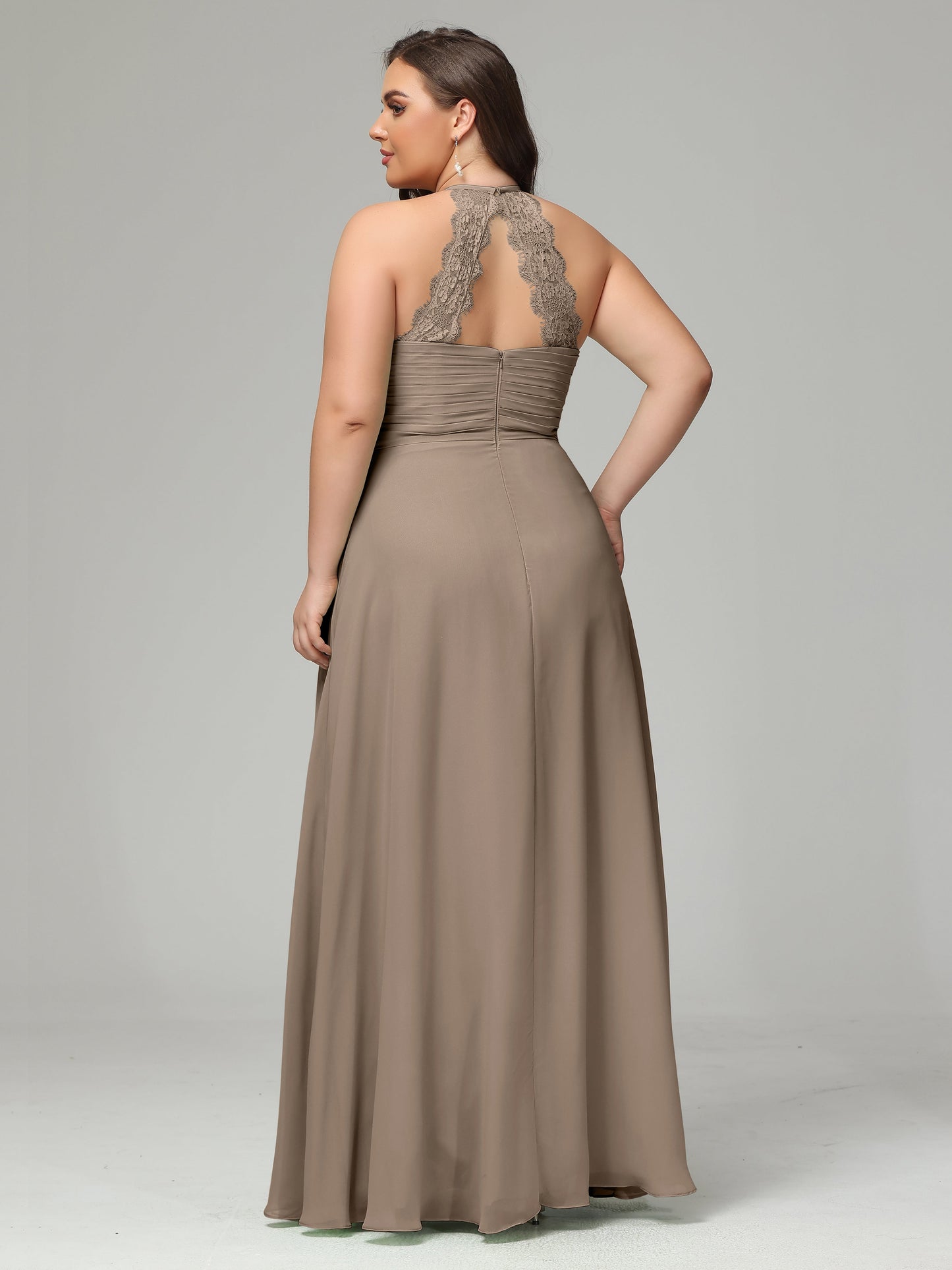 Halter Plus Size Chiffon Bridesmaid Dresses