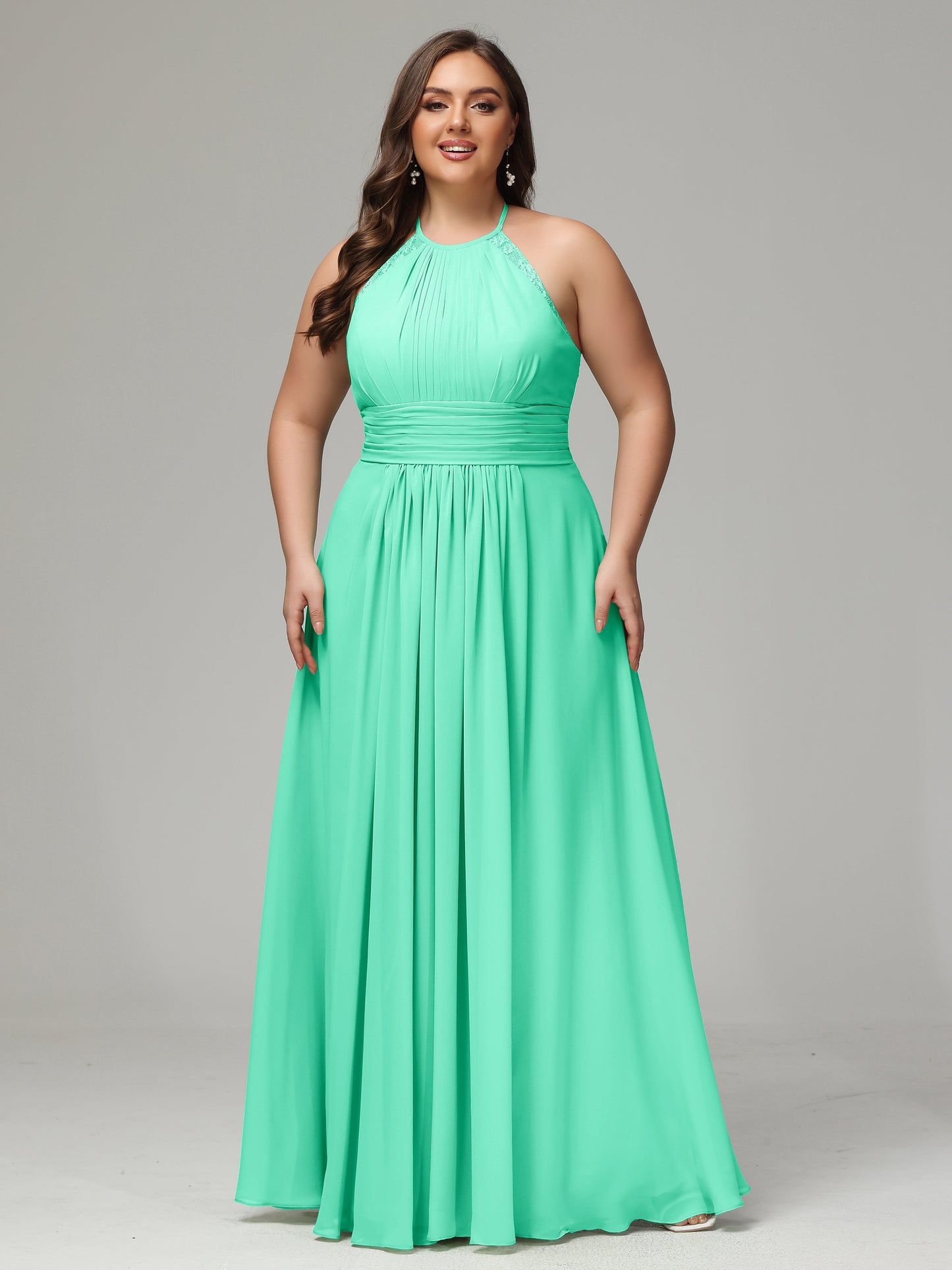 Halter Plus Size Chiffon Bridesmaid Dresses
