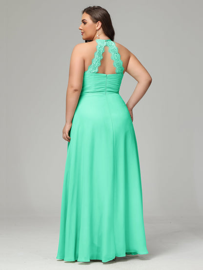 Halter Plus Size Chiffon Bridesmaid Dresses