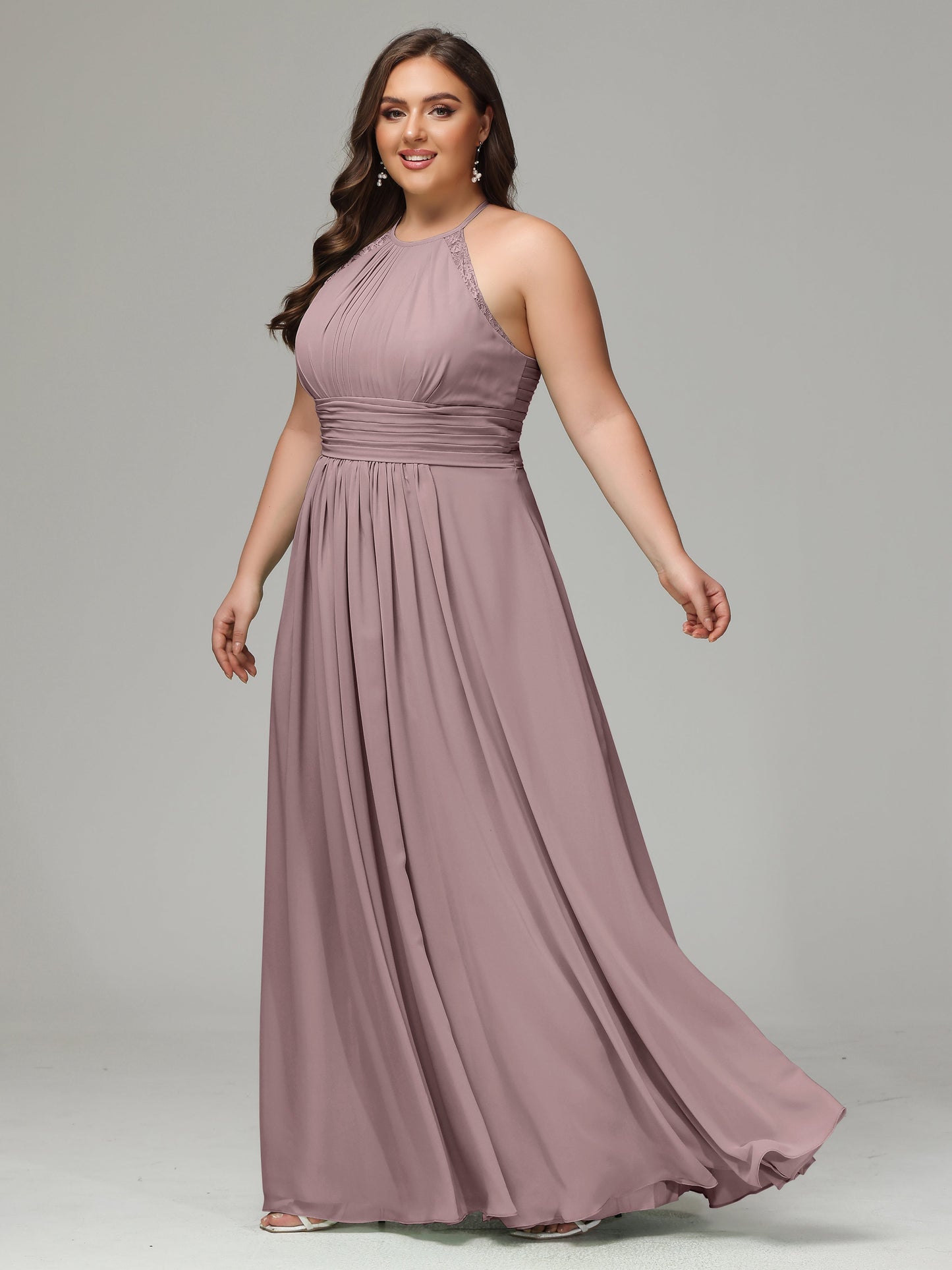 Halter Plus Size Chiffon Bridesmaid Dresses