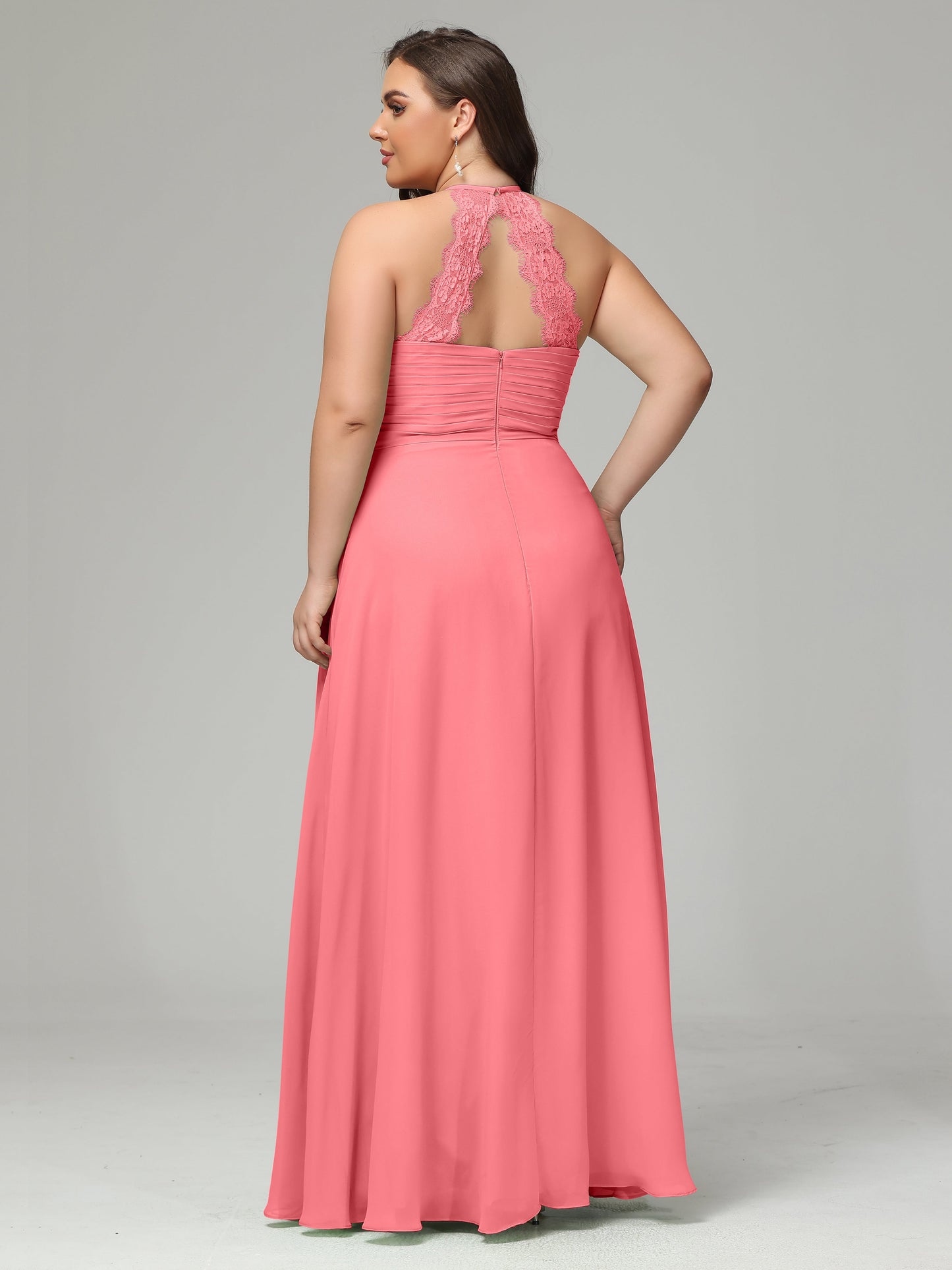 Halter Plus Size Chiffon Bridesmaid Dresses