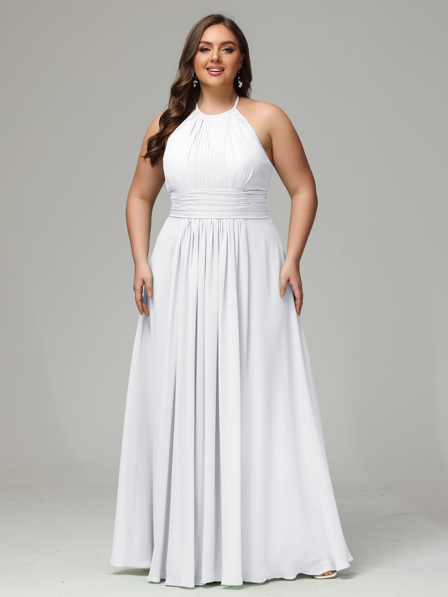 Halter Plus Size Chiffon Bridesmaid Dresses