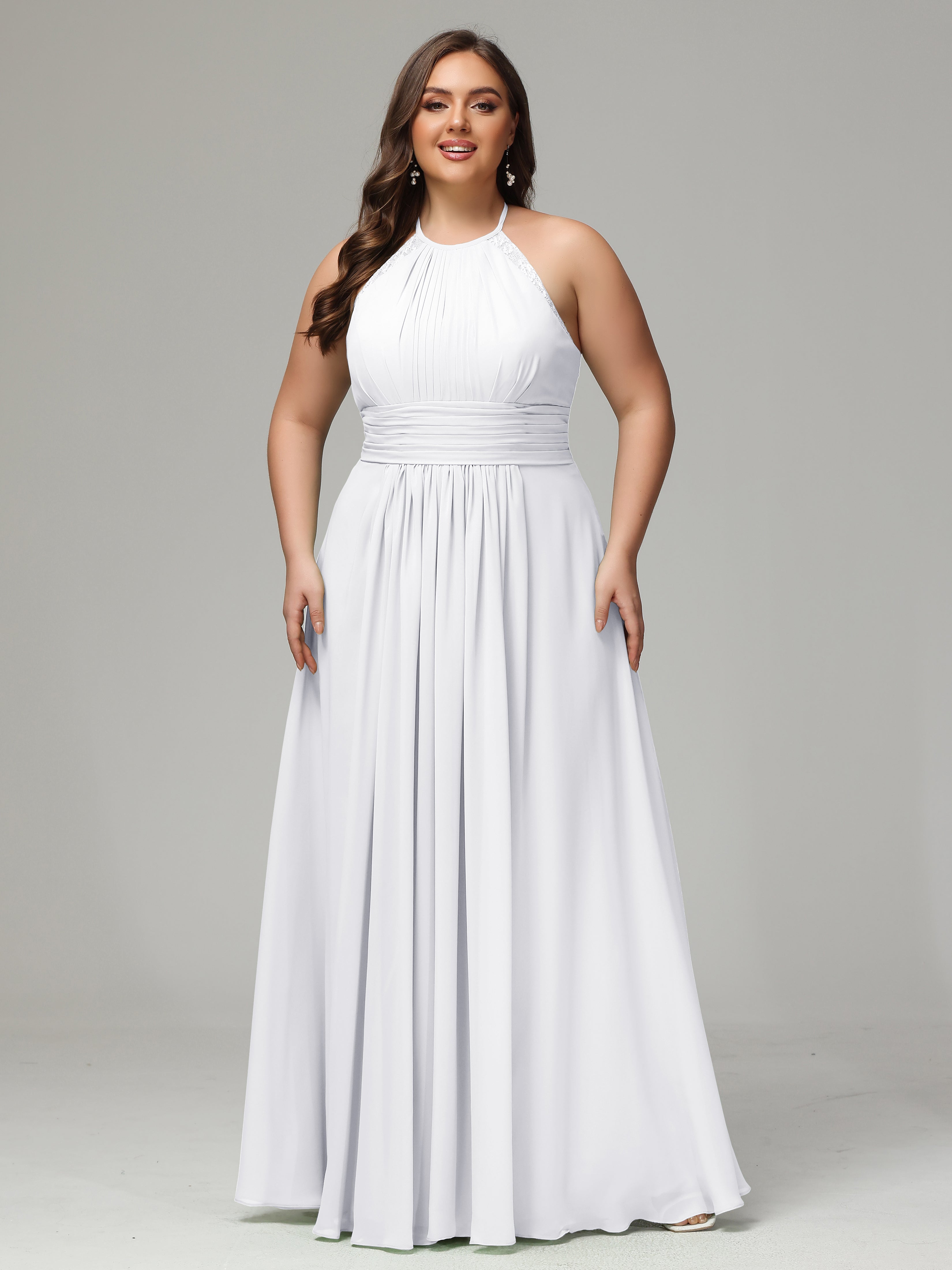 Halter Plus Size Chiffon Bridesmaid Dresses