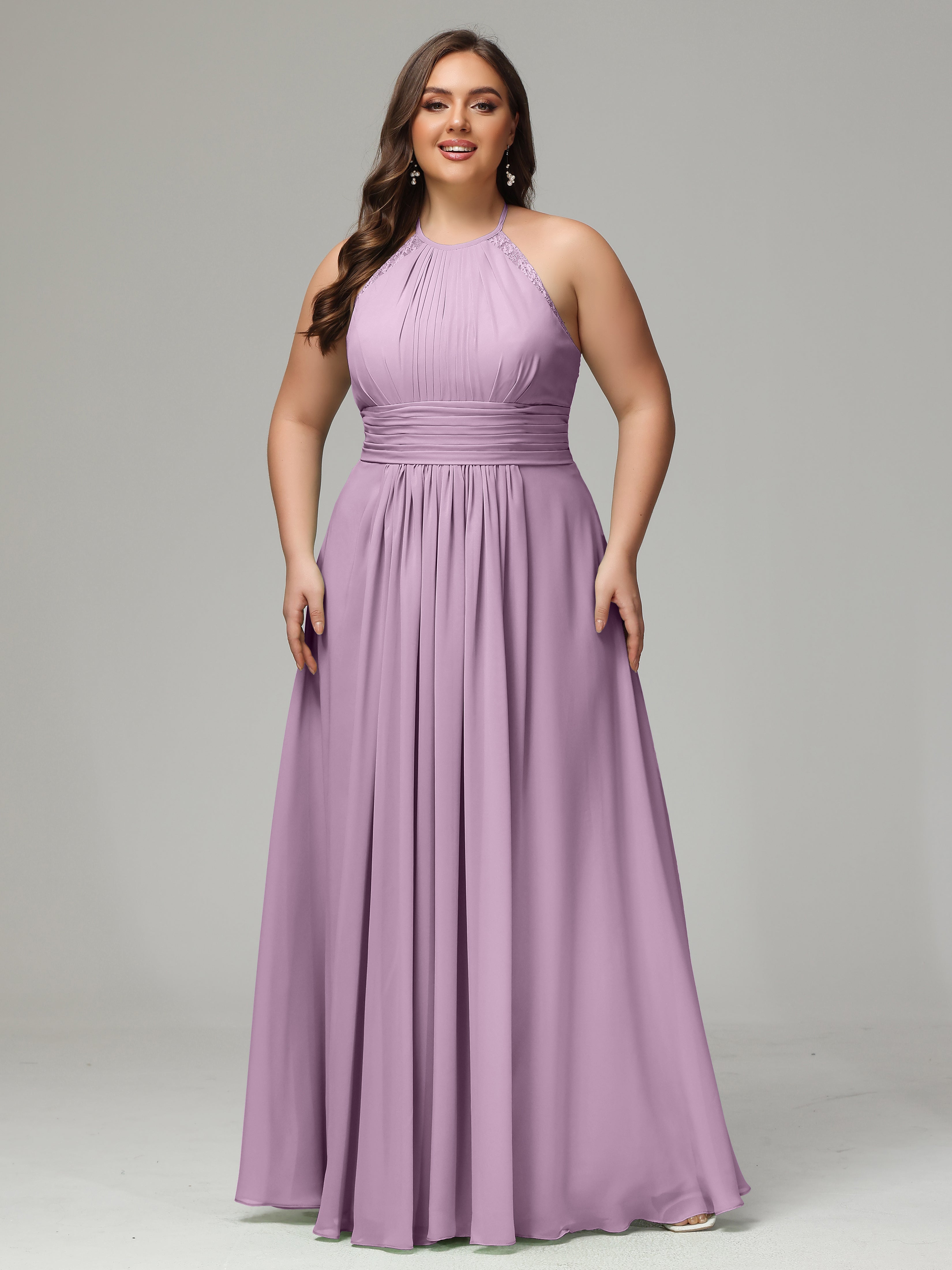 Halter Plus Size Chiffon Bridesmaid Dresses