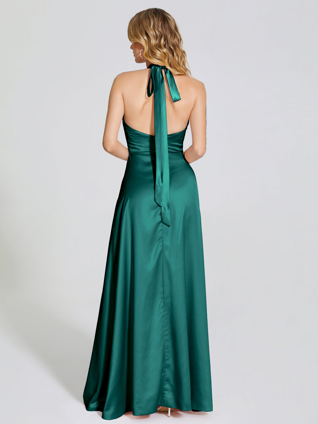 Lola Halter Soft Satin Bridesmaid Dress With Cutout