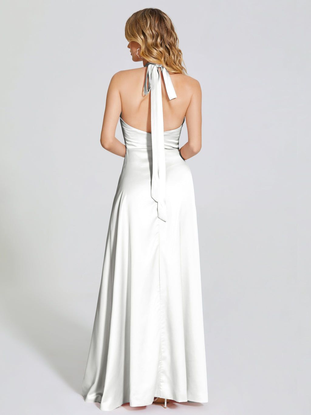 Lola Halter Soft Satin Bridesmaid Dress With Cutout