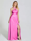 Lola Halter Soft Satin Bridesmaid Dress With Cutout