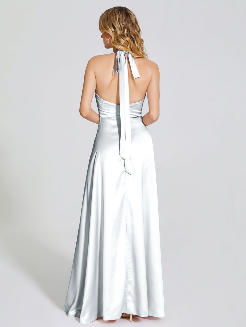 Lola Halter Soft Satin Bridesmaid Dress With Cutout