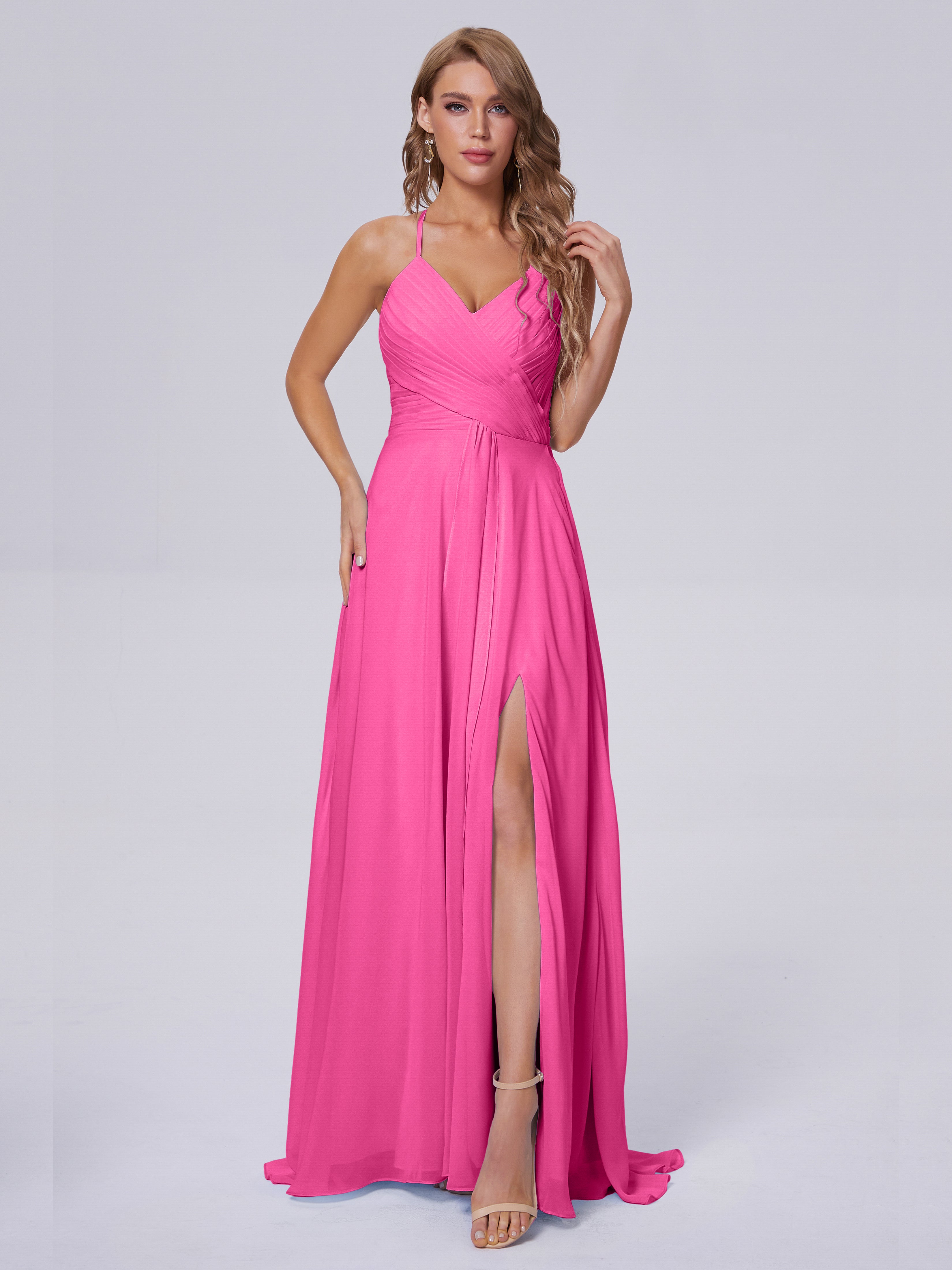 Harmony Unique Straps Chiffon Bridesmaid Dresses with Slit