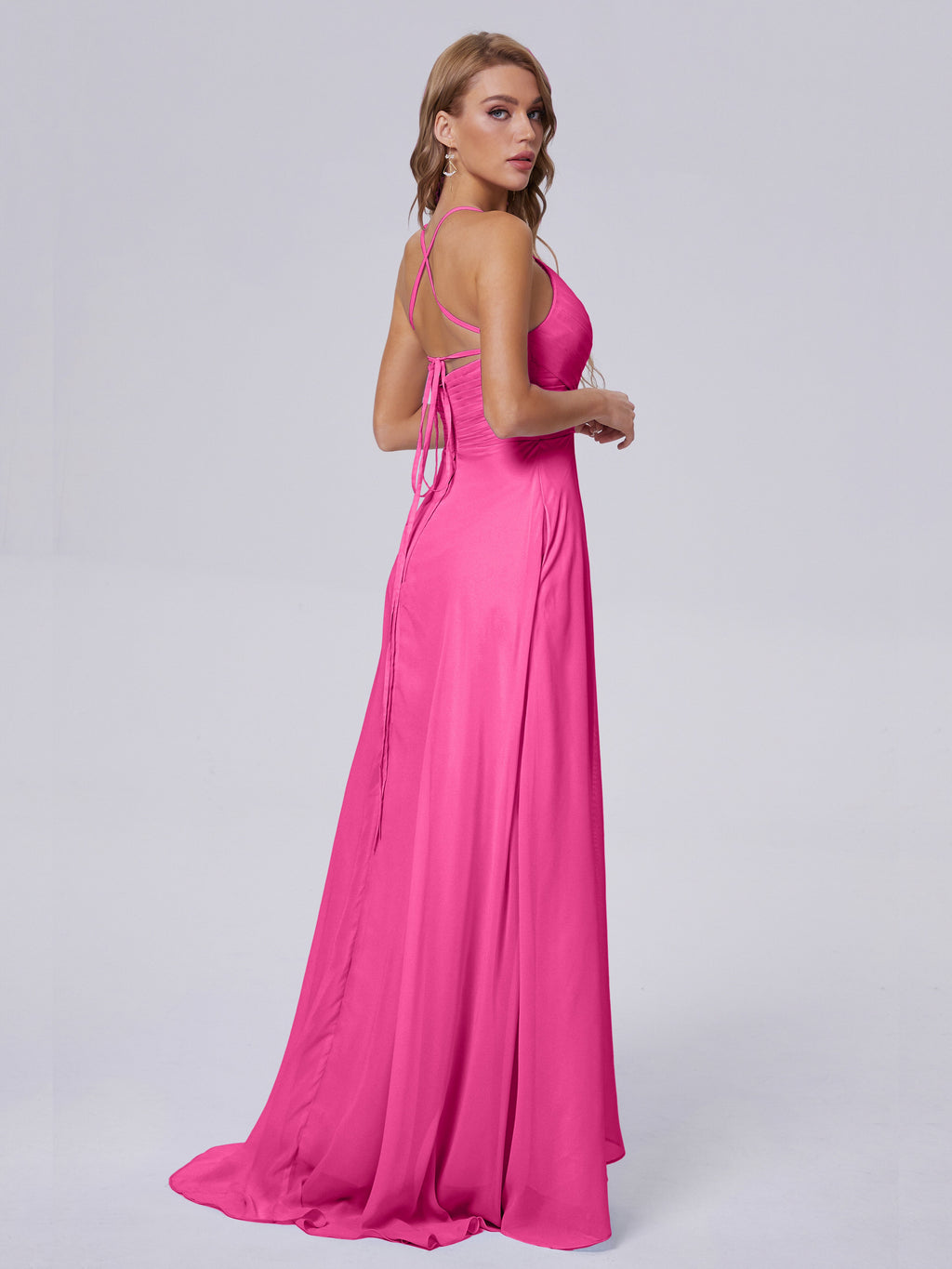 Harmony Unique Straps Chiffon Bridesmaid Dresses with Slit