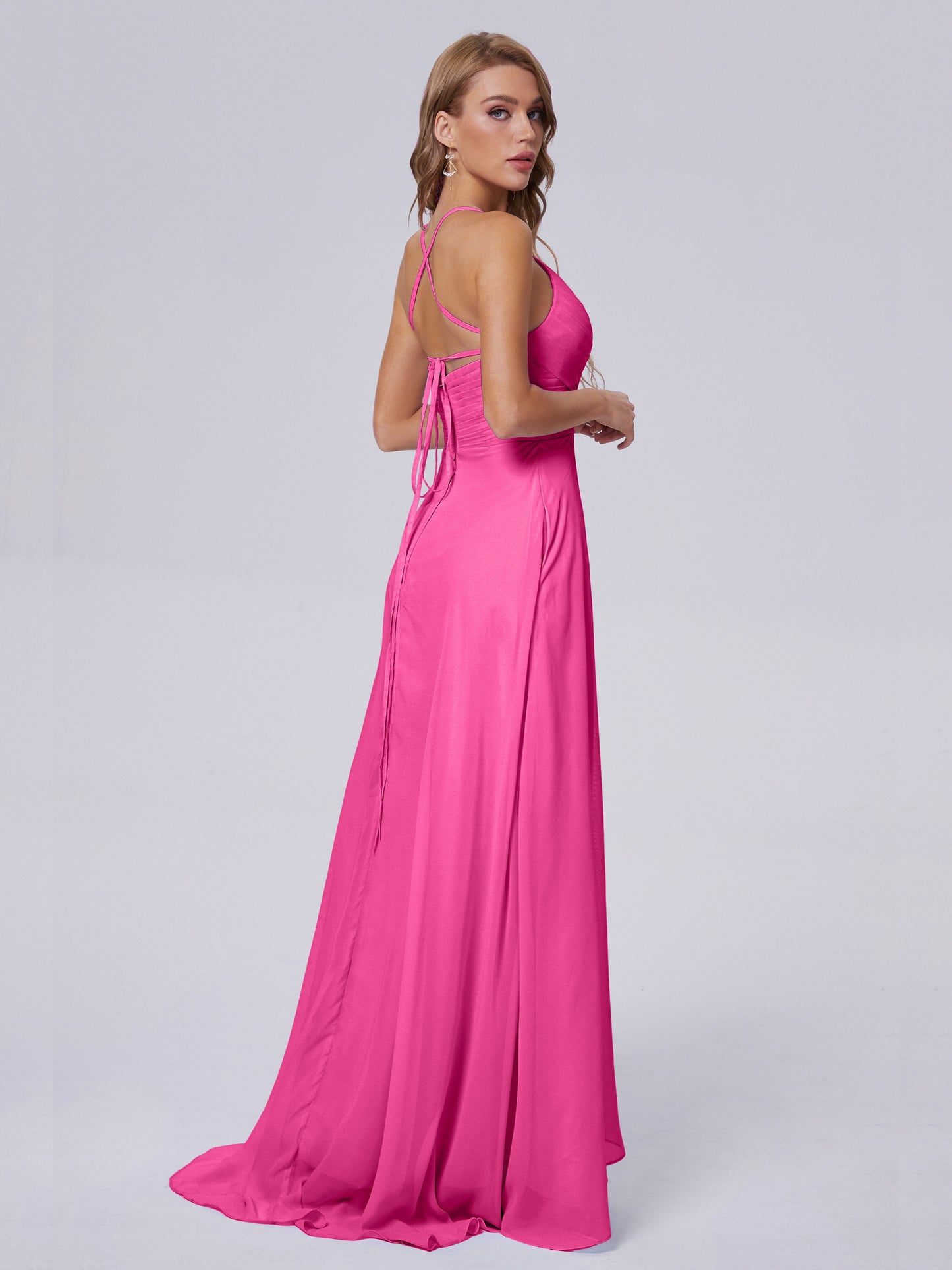 Harmony Unique Straps Chiffon Bridesmaid Dresses with Slit