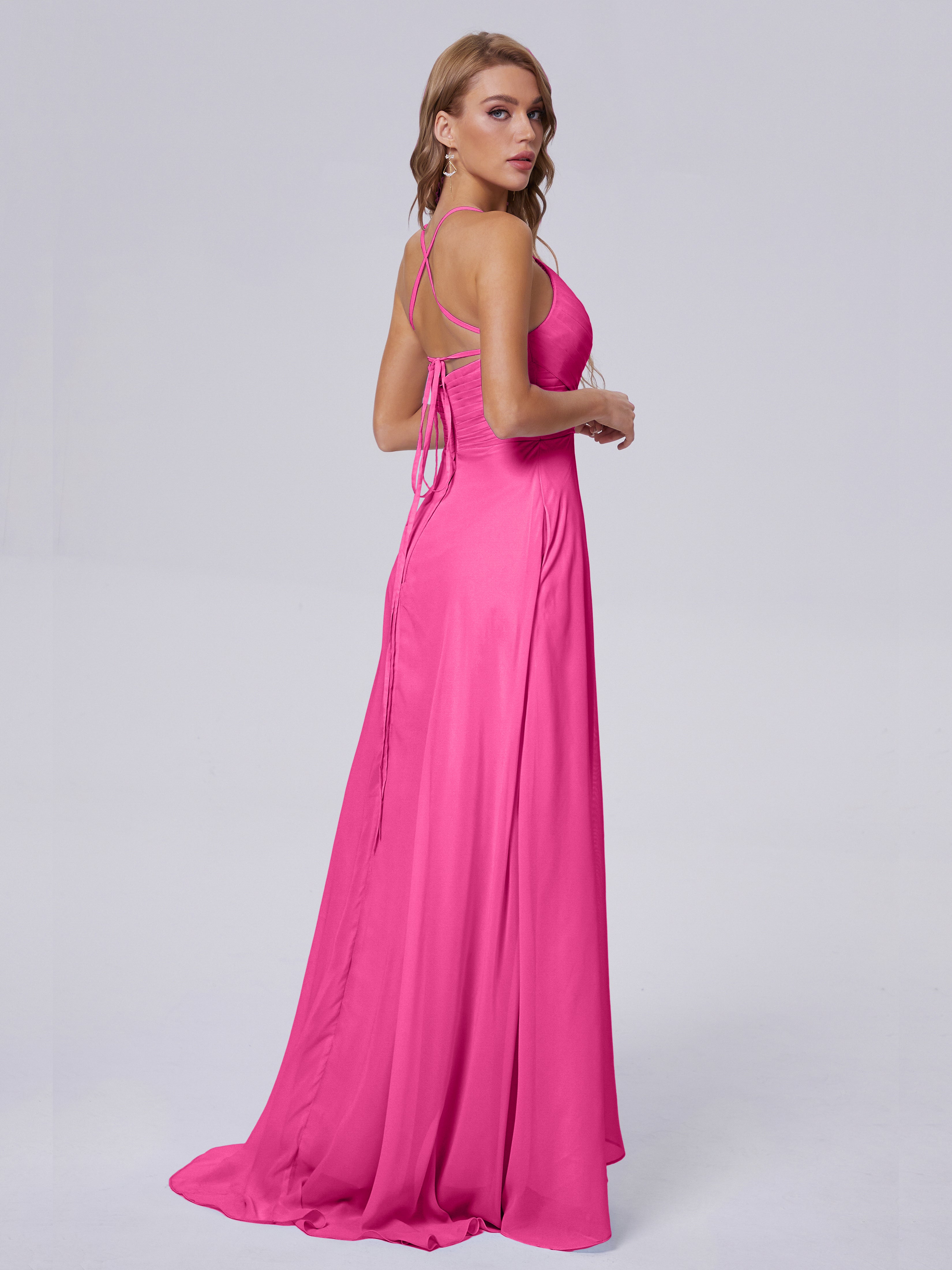 Harmony Unique Straps Chiffon Bridesmaid Dresses with Slit