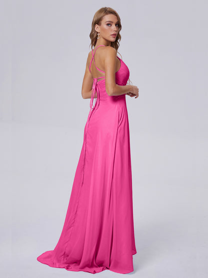 Harmony Unique Straps Chiffon Bridesmaid Dresses with Slit