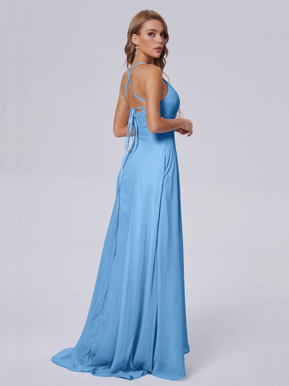 Harmony Unique Straps Chiffon Bridesmaid Dresses with Slit