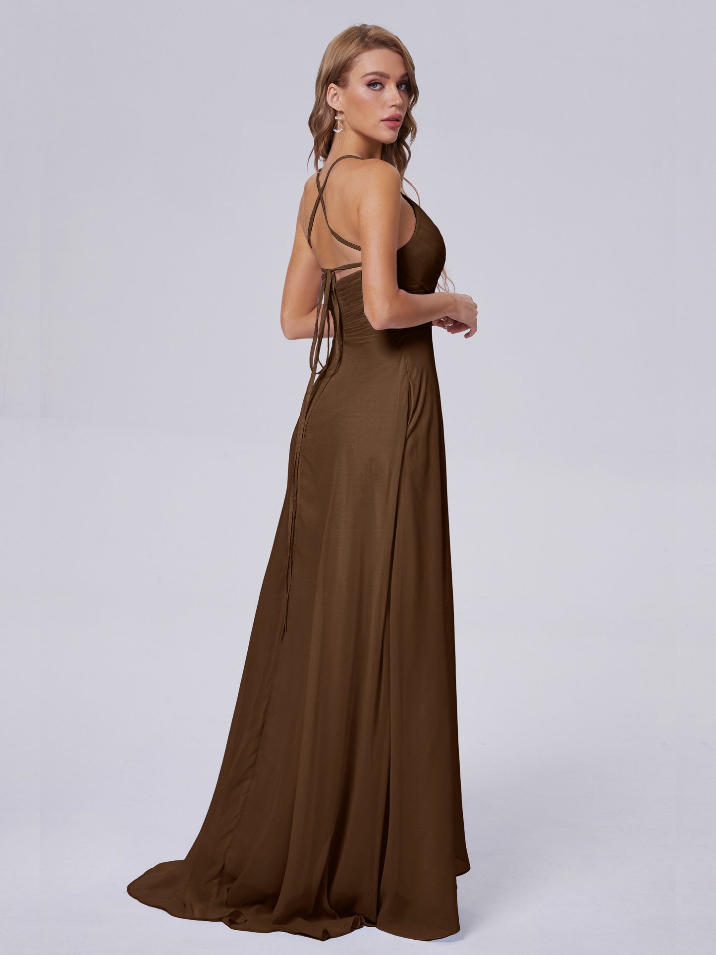 Harmony Unique Straps Chiffon Bridesmaid Dresses with Slit