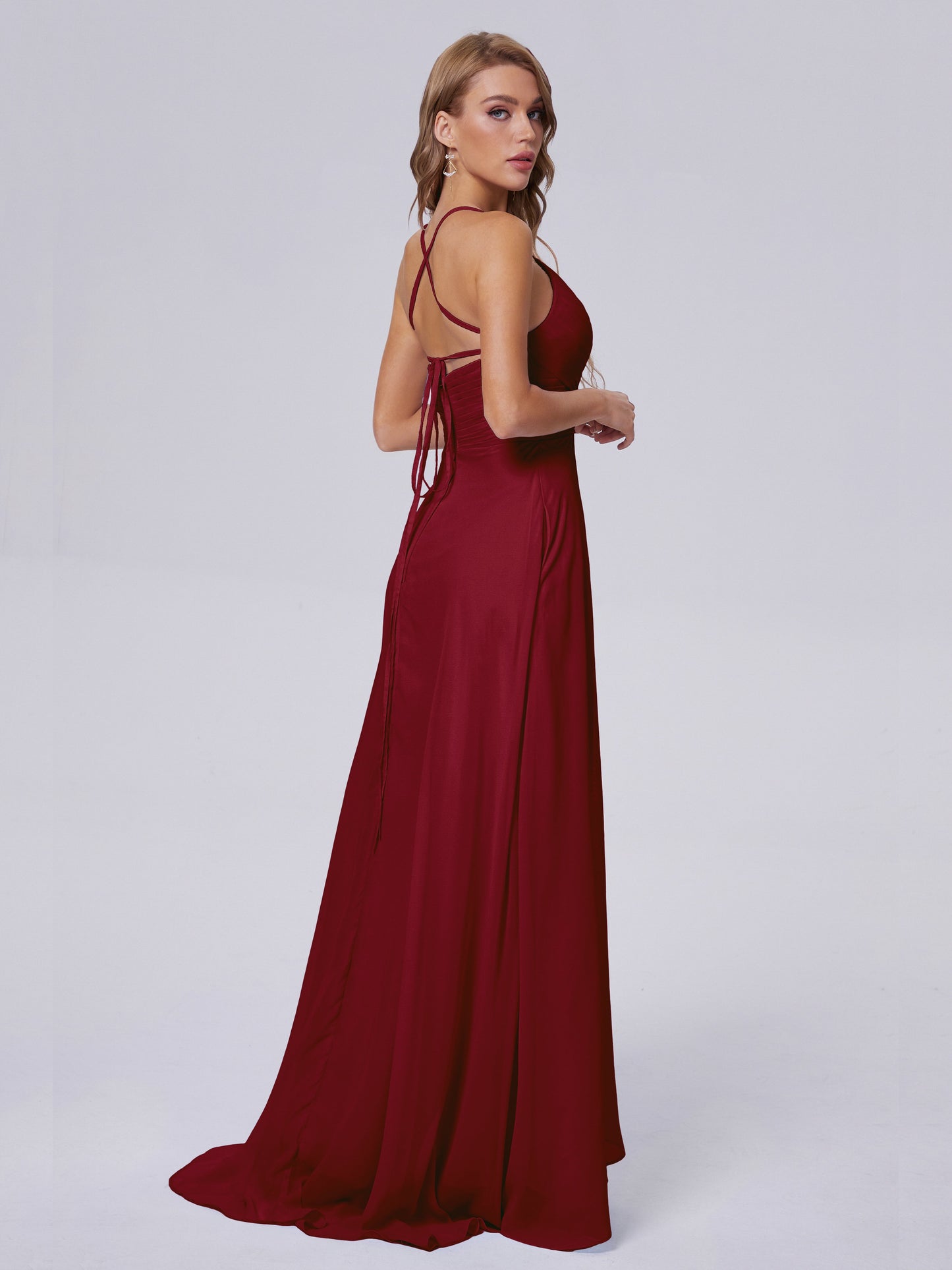 Harmony Unique Straps Chiffon Bridesmaid Dresses with Slit