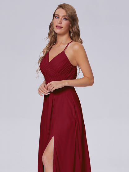 Harmony Unique Straps Chiffon Bridesmaid Dresses with Slit