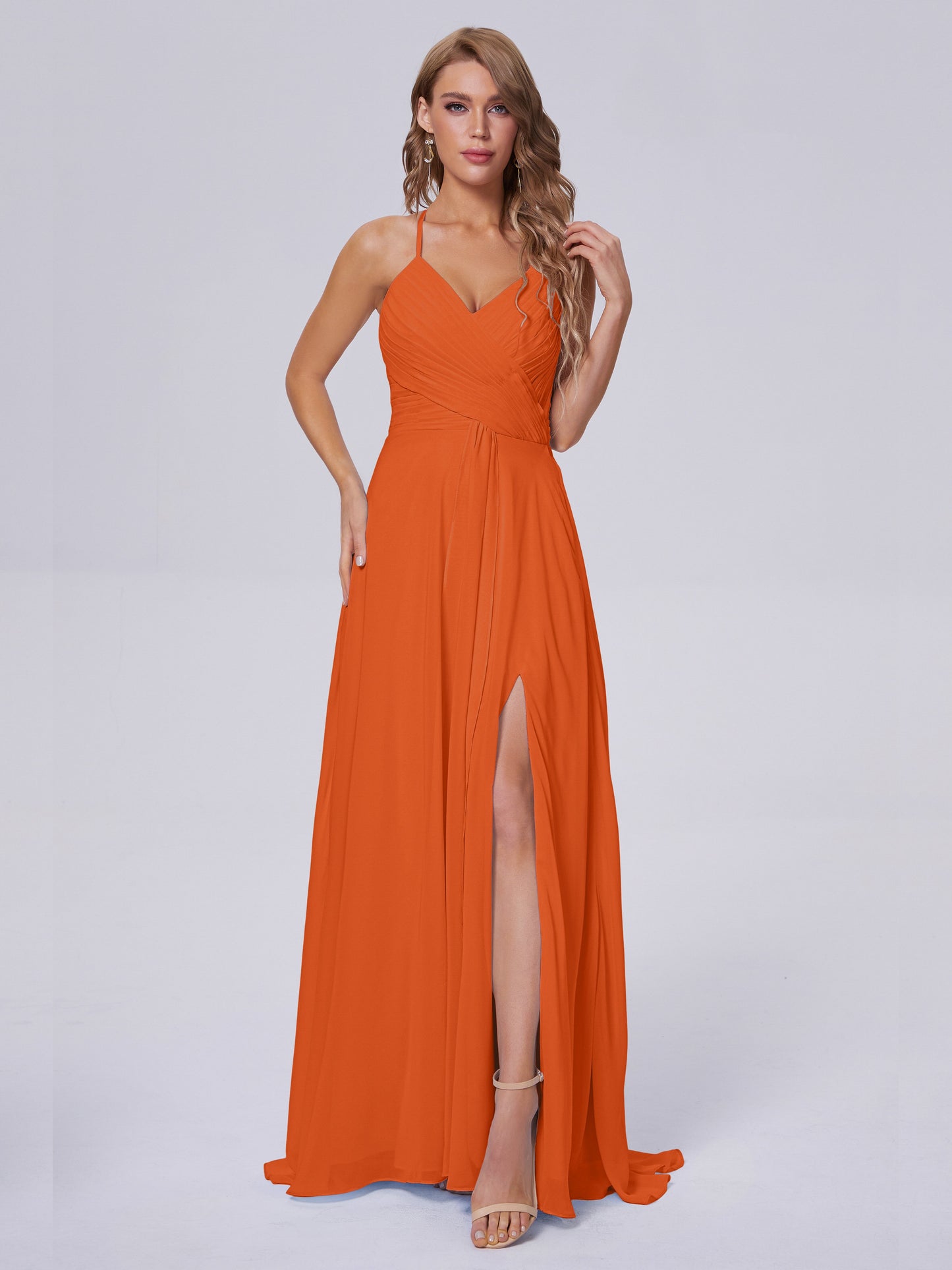 Harmony Unique Straps Chiffon Bridesmaid Dresses with Slit