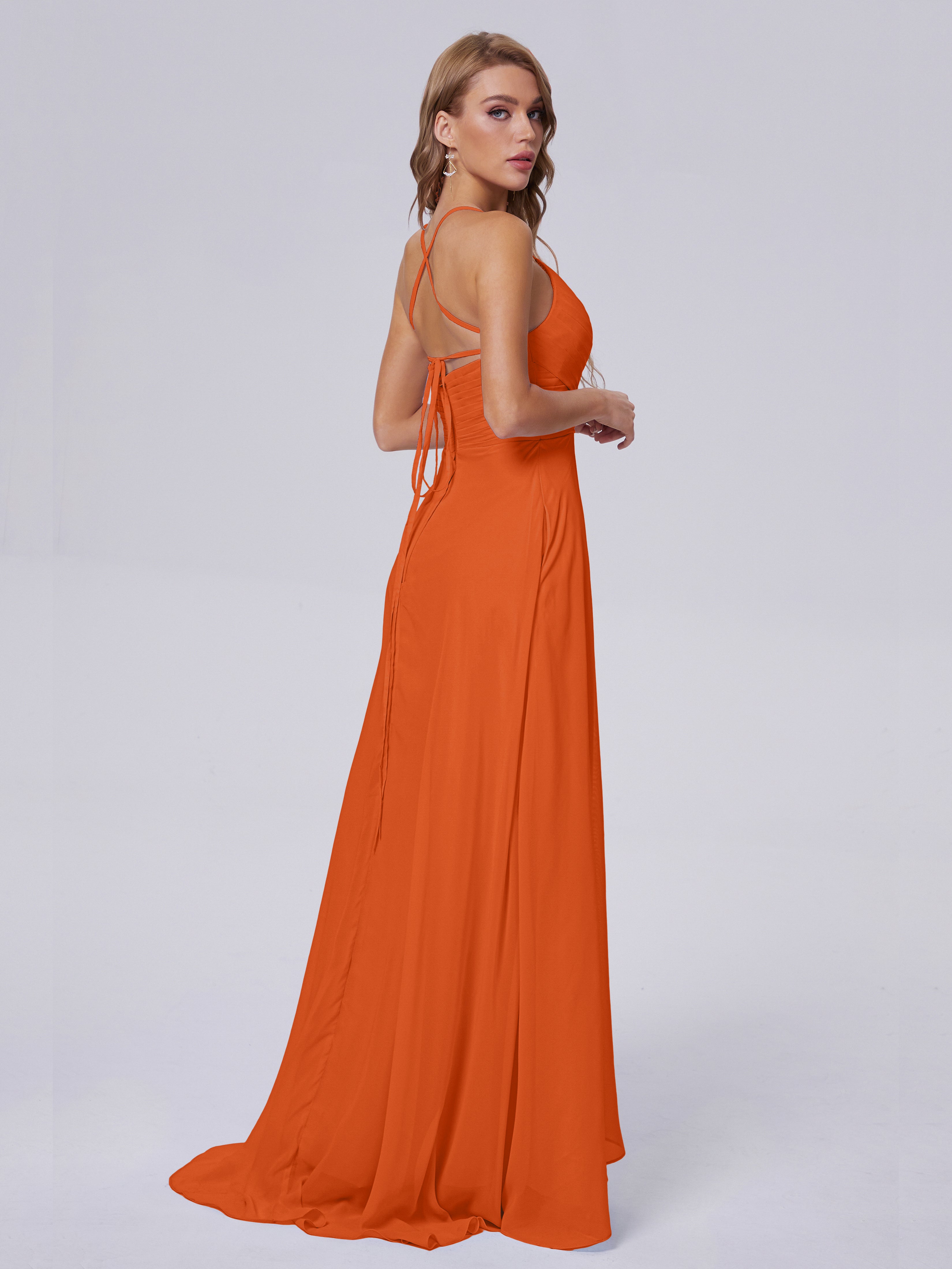 Harmony Unique Straps Chiffon Bridesmaid Dresses with Slit